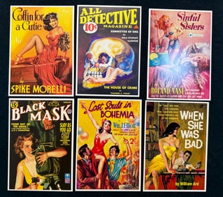 12 VINTAGE PULP FICTION / ADULT POSTCARDS
