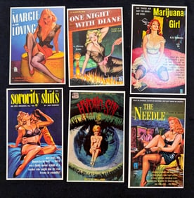 12 VINTAGE PULP FICTION / ADULT POSTCARDS