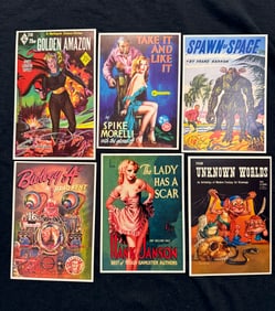 12 VINTAGE PULP FICTION / ADULT POSTCARDS