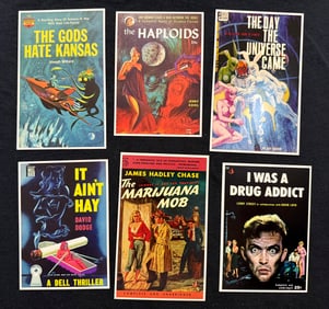 12 VINTAGE PULP FICTION / ADULT POSTCARDS