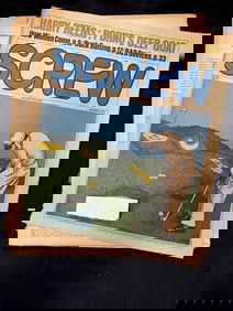 SET OF 2 SCREW MAGAZINES - AMAZING VINTAGE PORNO COVER ART