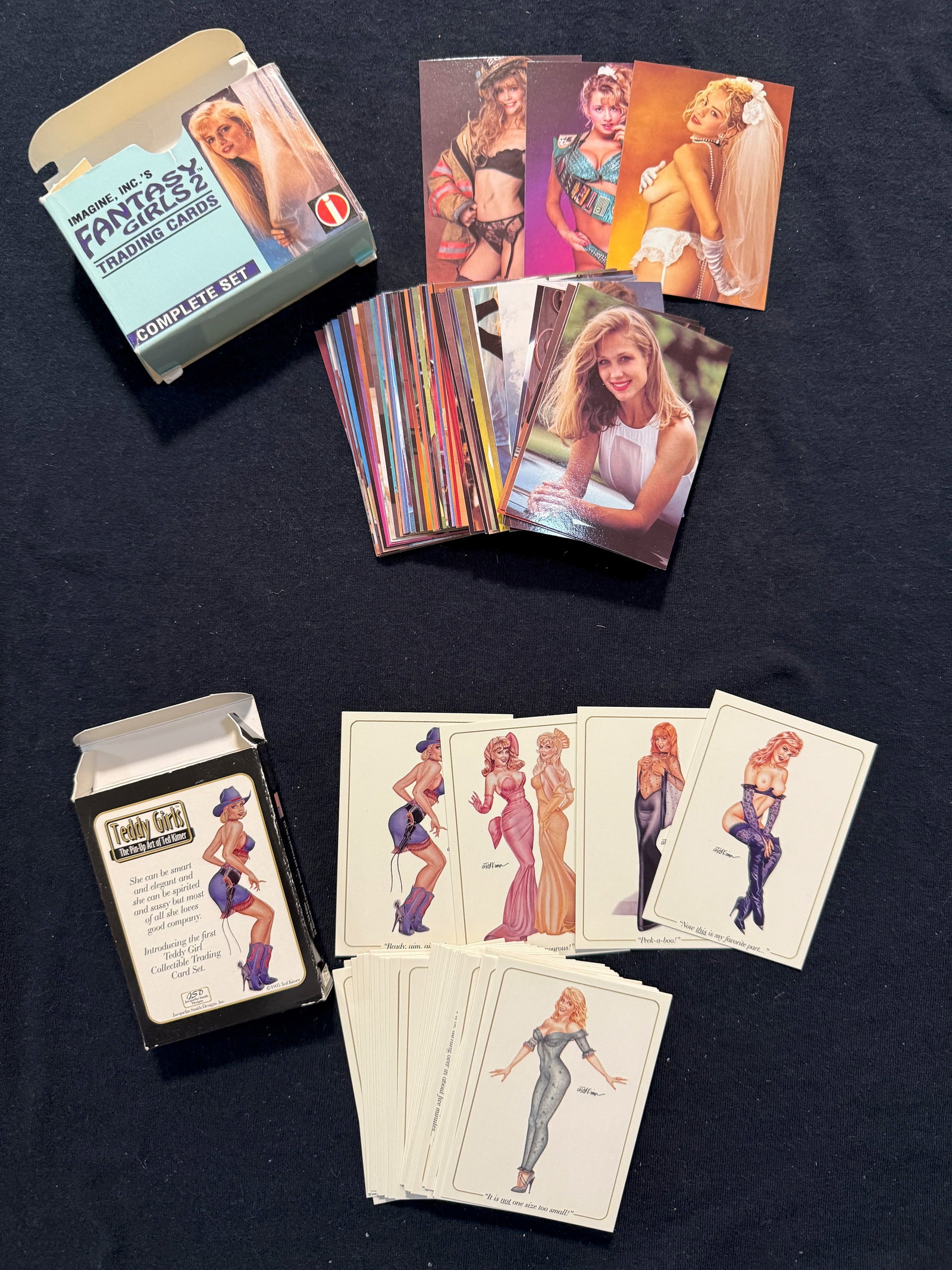 FANTASY GIRL TRADING CARDS & TEDDY GIRLS PIN UP CARD SET: IMAGINE, INC’S FANTASY GIRL TRADING CARDS & THE FIRST EVER ISSUE OF TEDDY GIRLS PIN UP CARD SET 1995 WITH ART BY TED KIMER. LEATHER LACE AND MORE
