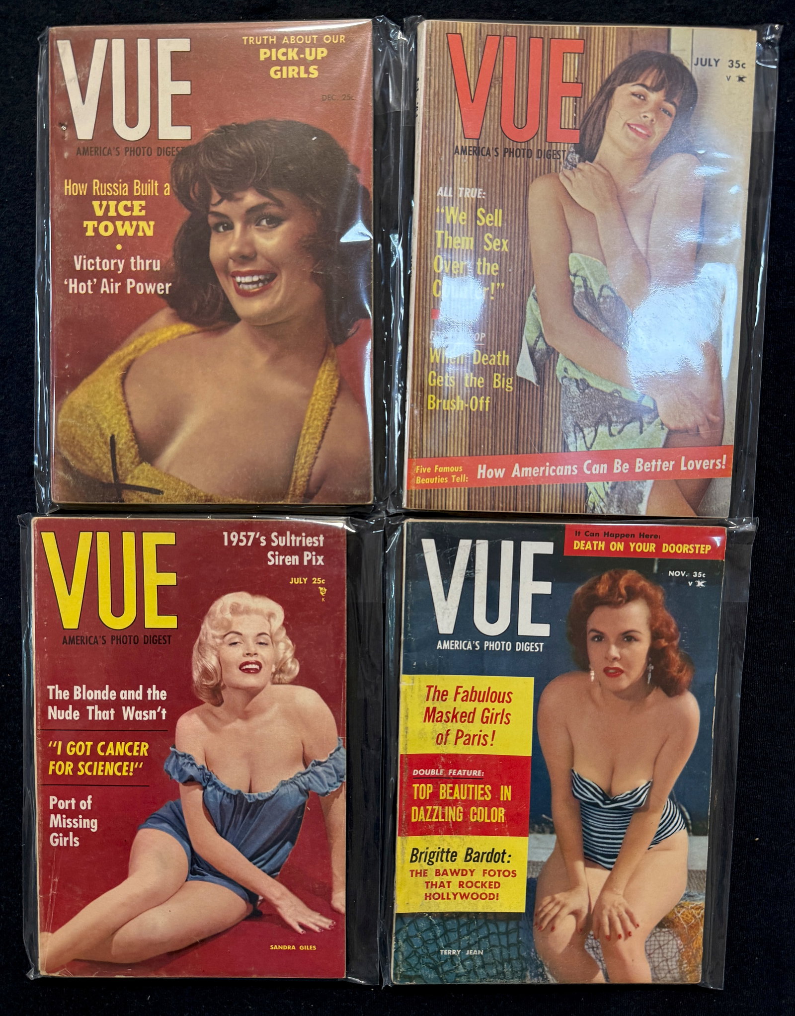 4 ISSUES OF VUE - AMERICA'S PHOTO DIGEST ADULT POCKETBOOK 1960s: 4 ISSUES OF VUE - AMERICA'S PHOTO DIGEST ADULT POCKETBOOK 1960s. VUE America's Photo Digest" was a real, long-running American men's magazine published by Actual Publishing Co., Inc. from the 1950s (a