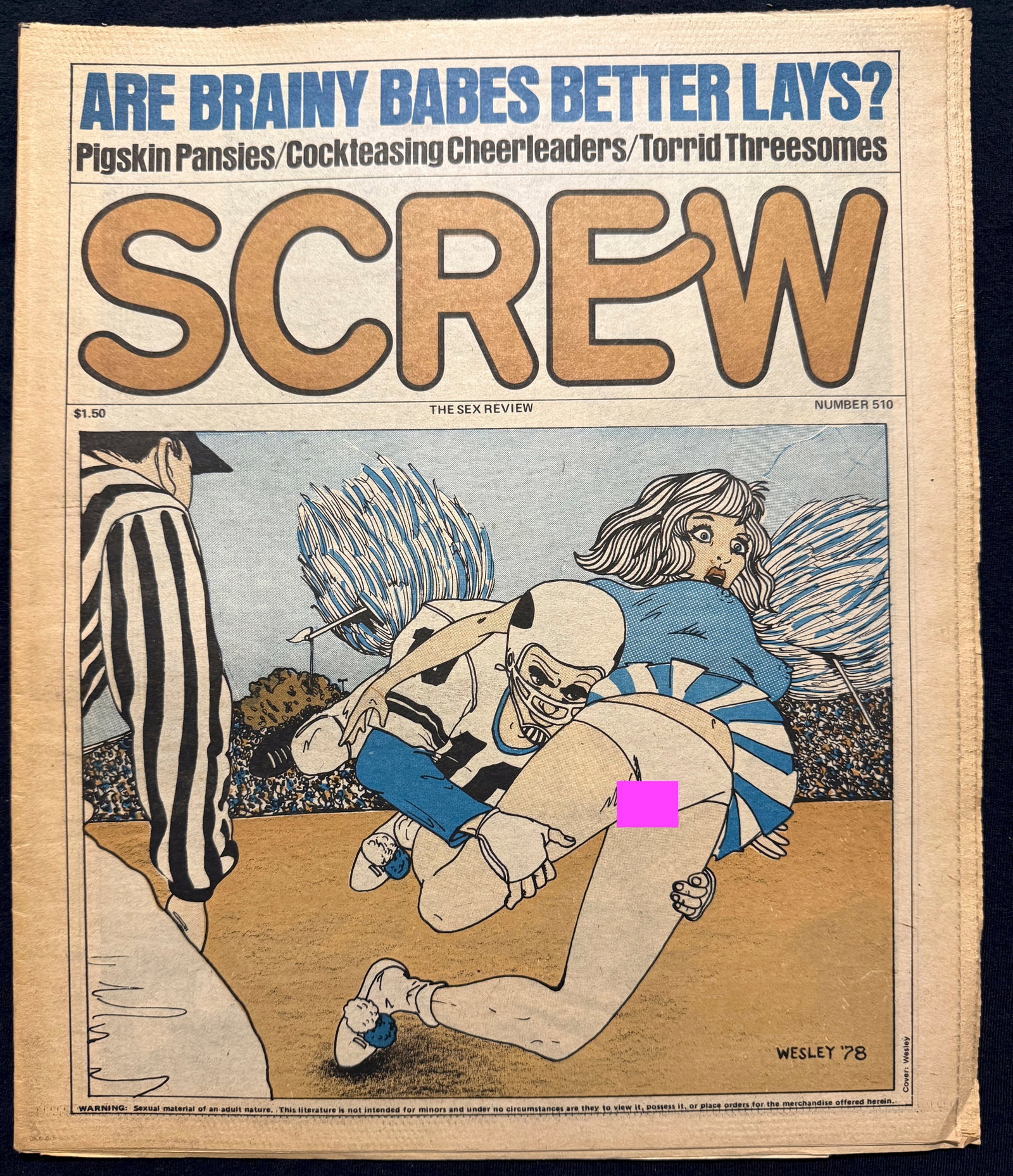 SET OF 2 SCREW MAGAZINES - AMAZING VINTAGE PORNO COVER ART: Screw is a pornographic online magazine published in the United States aimed at heterosexual men; it was originally published as a weekly tabloid newspaper. The publication, which was described as "ra