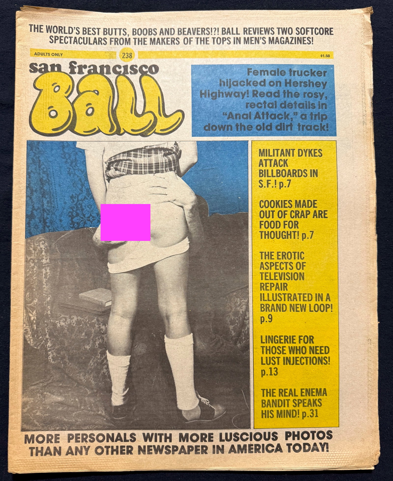 SET OF 2 SF BALL MAGAZINES - AMAZING VINTAGE PORNO COVER ART: TWO SAN FRANCISCO BALL ADULT PULP PUBLICATIONS. The underground sex paper. A combination of fiction, edgy softcore photos, serious writing and drawings with plenty of socially redeeming context. Ads f