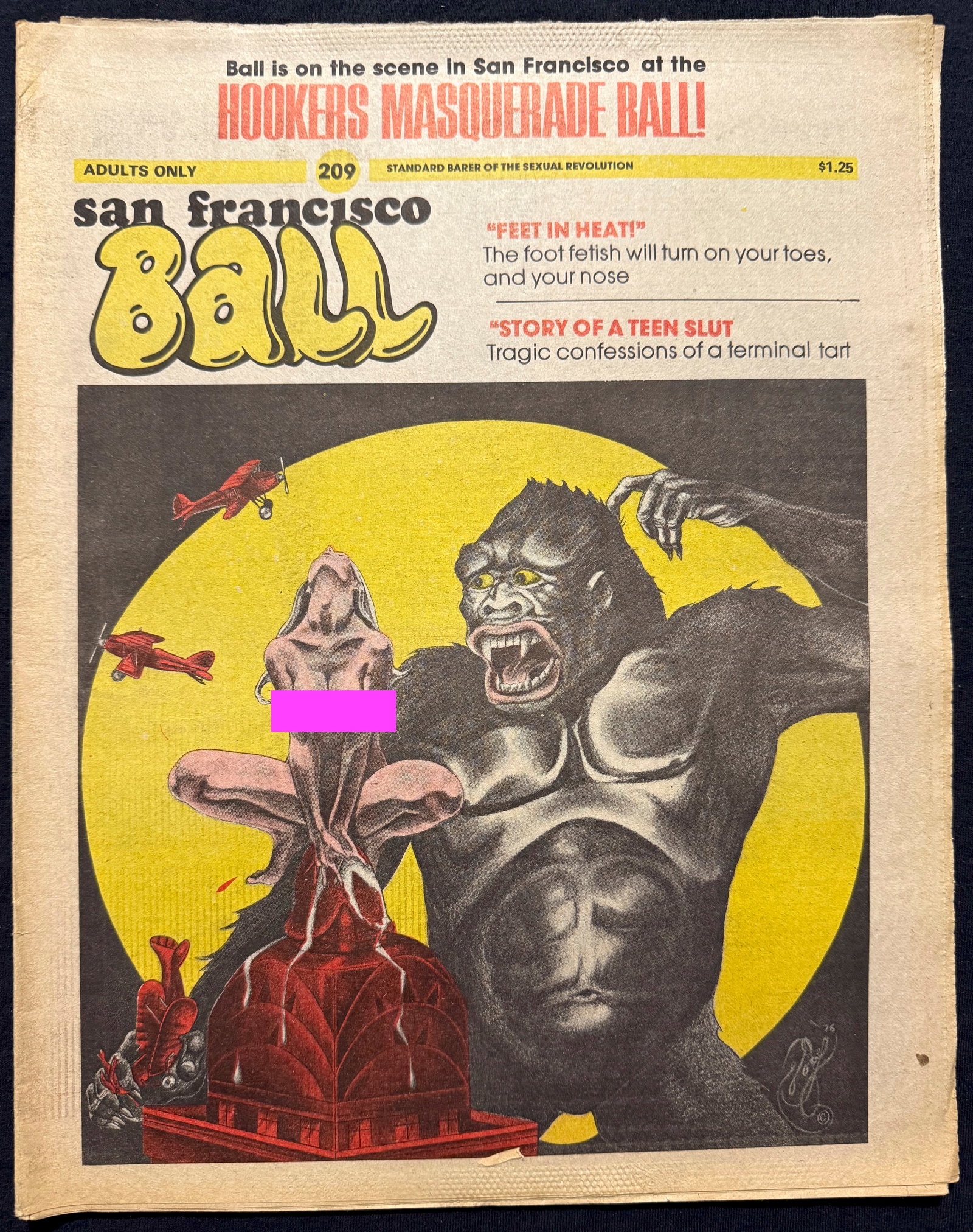 SET OF 2 SF BALL MAGAZINES - AMAZING VINTAGE PORNO COVER ART: TWO SAN FRANCISCO BALL ADULT PULP PUBLICATIONS. The underground sex paper. A combination of fiction, edgy softcore photos, serious writing and drawings with plenty of socially redeeming context. Ads f