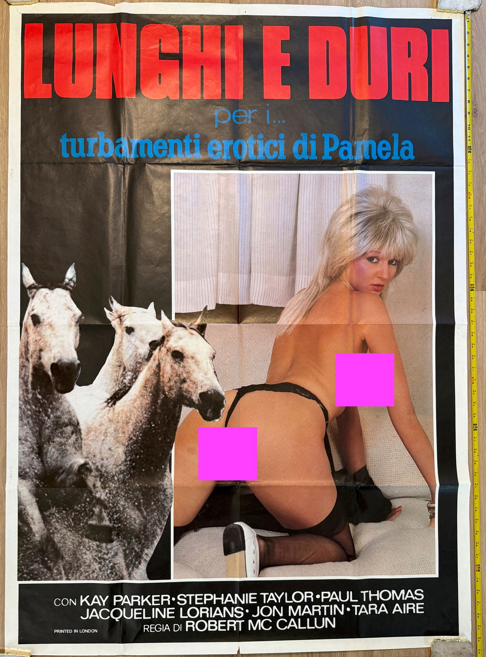 HUGE SUBWAY SIZE POSTER - KAY PARKER - 1985 ITALIAN VERSION: HUGE SUBWAY SIZE POSTER FOR THE AMERICAN MOVIE CALLED: I WANT TO BE BAD. THIS IS THE ITALIAN VERSION. 54" TALL. TEXT READS: LONG HARD FOR... PAMELA'S EROTIC DISTURBANCES. Shot in late 1984, I Want to