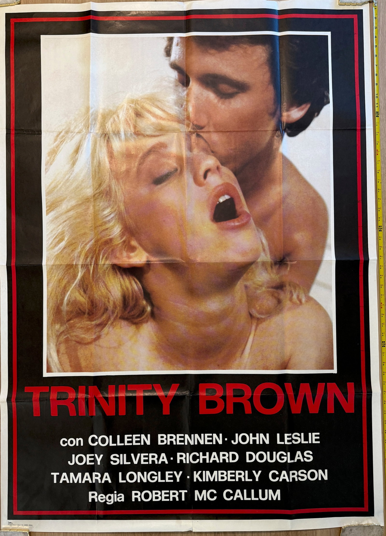 HUGE SUBWAY SIZE POSTER - TRINITY BROWN - ITALIAN VERSION: HUGE SUBWAY SIZE POSTER FOR THE AMERICAN MOVIE CALLED: TRINITY BROWN - HUGE SUBWAY SIZE POSTER. 54" TALL. Adult Crime Drama movie: A big-shot gangster is murdered, and his wife's lover, who owns a sle