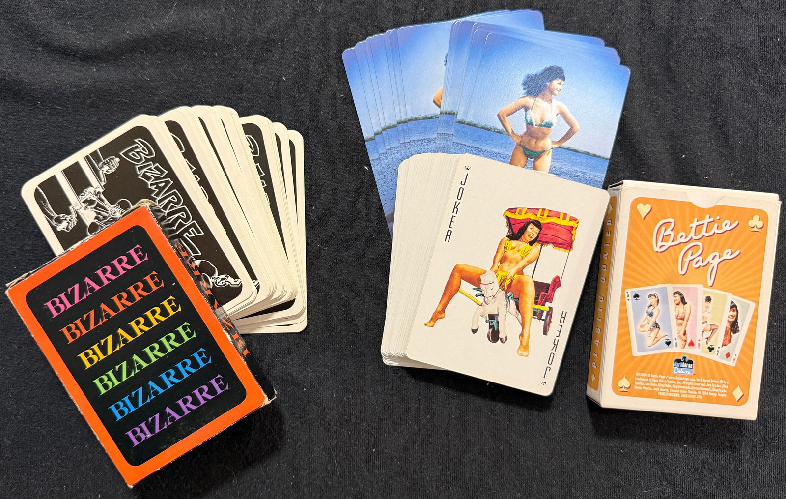 BETTIE PAGE AND BIZARRE PLAYING CARDS: BETTIE PAGE AND BIZARRE PLAYING CARDS. Bizarre cards are pretty darn risky.... with bondage and other depictions.