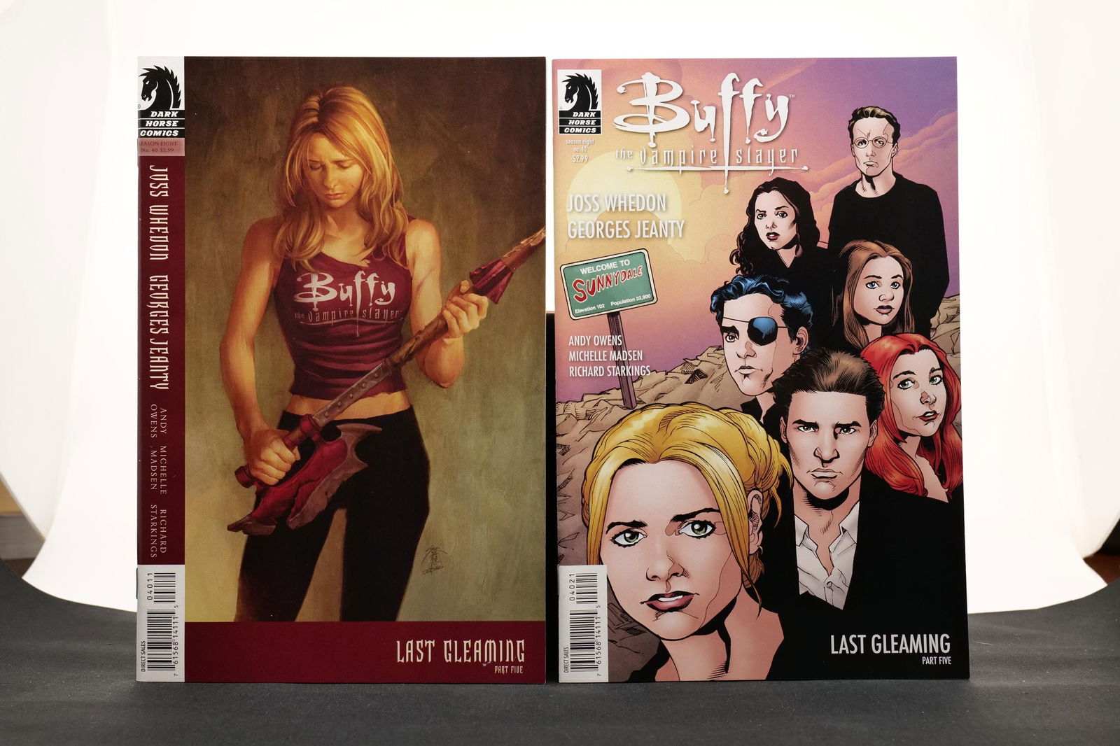 BUFFY - SEASON 8 - #40 AND THREE OTHER SETS Set of 8 Comics: BUFFY - SEASON 8 - #40 AND THREE OTHER SETS Set of 8 Comics. 8 TOTAL ISSUES. BOTH COVER VARIANTS. DARK HORSE. LAST GLEAMING PART FIVE. RILEY. TALES OF THE VAMPIRES. WILLOW.