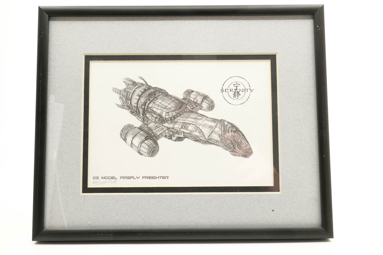 Firefly Ship Model 03 Freighter Serenity Betsy Mott Signed SCI-FI Numbered Print: Firefly Ship Model 03 Freighter Serenity Betsy Mott Signed SCI-FI Numbered Print. Immerse yourself in the realm of Firefly fandom with this exquisite laser print of the Freight Serenity by Betsy Mott.