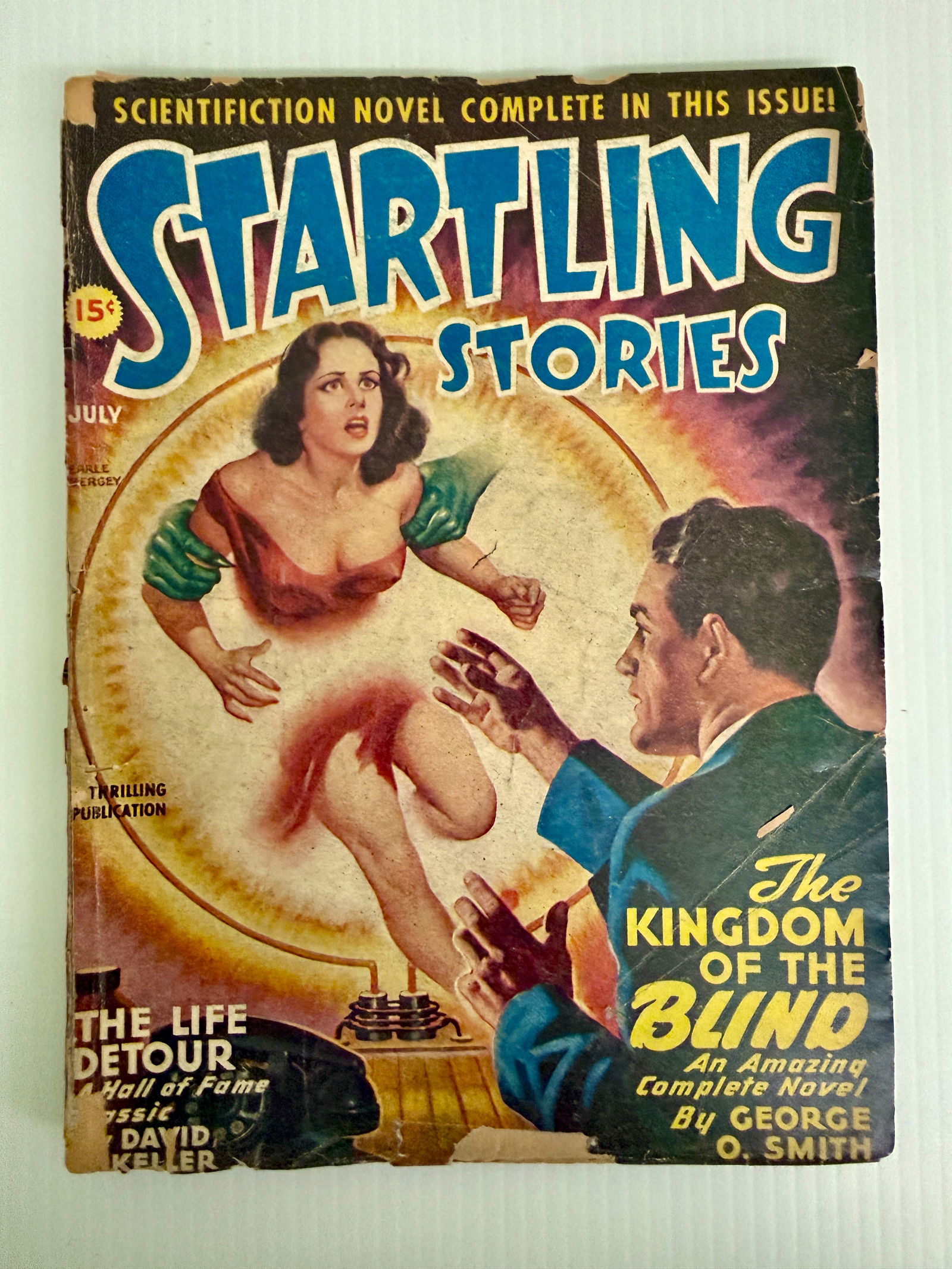 STARTLING STORIES - 1947 SCIENCE FICTION: STARTLING STORIES - 1947 SCIENCE FICTION. LOOSE COVER. GREAT COVER ART BY EARLE BERGEY FOR FRAMING. VOL. 15. #3. $20 PRIOR PRICING.
