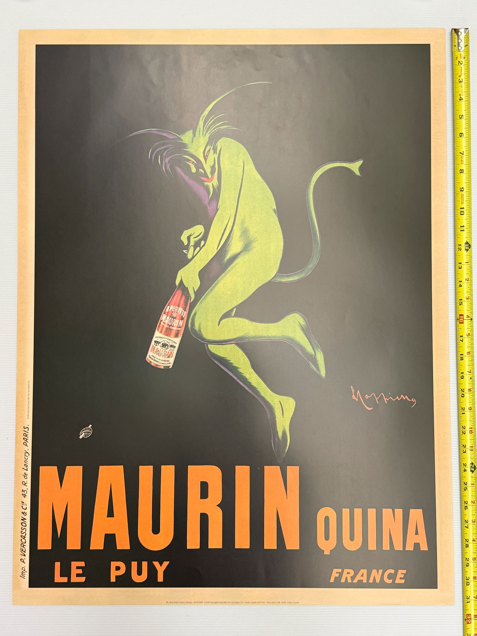 Maurin Quina by Leonetto Cappiello: The image provided is a reproduction of the famous vintage advertising poster for the French apéritif Maurin Quina, created by the Italian artist Leonetto Cappiello in 1906. Poster Details : reprint