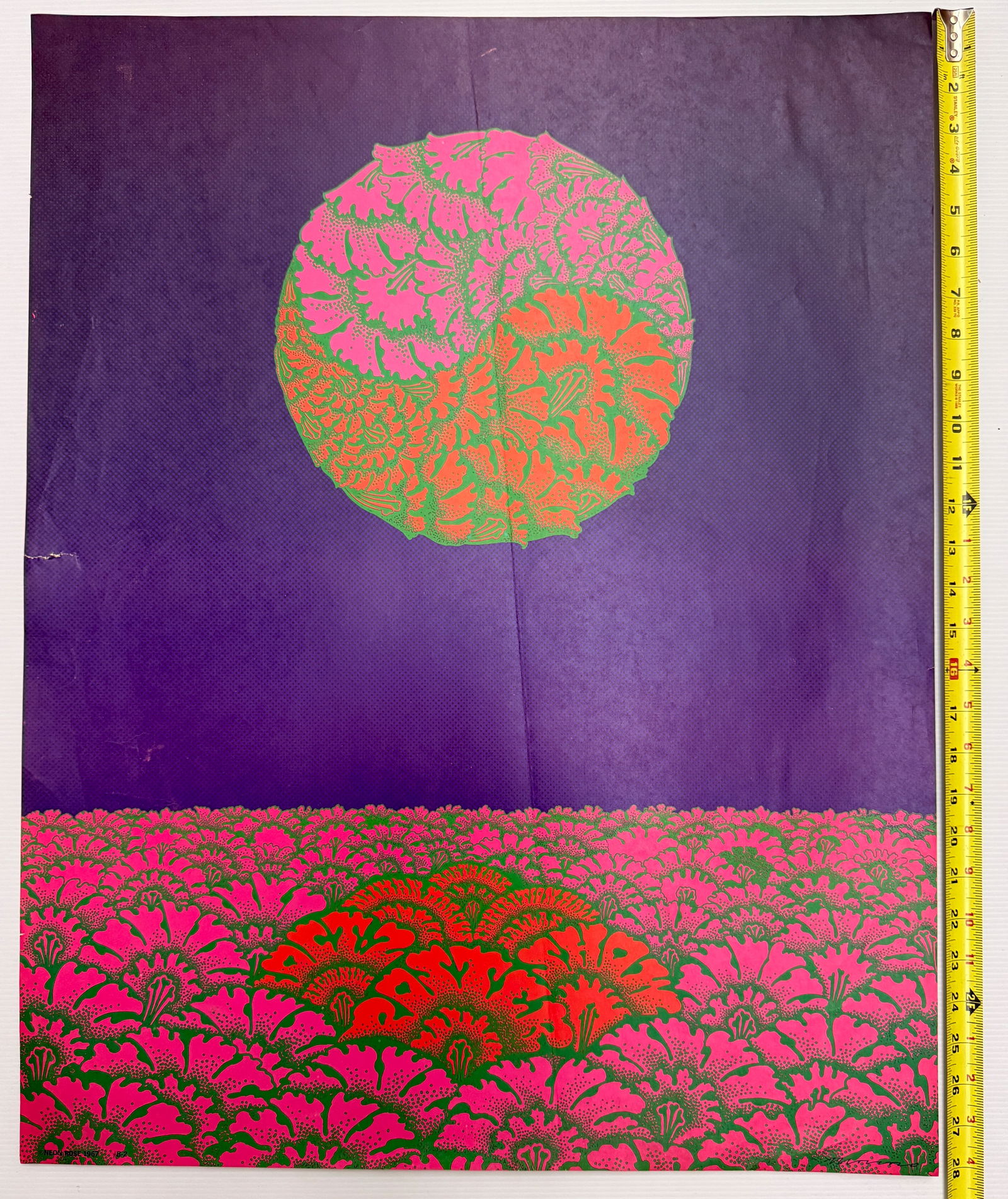 NEON ROSE #B-2 - Neiman Marcus Exhibition - Victor Moscoso: This image is a famous psychedelic poster titled "Poster Show" (also known as the "Neiman Marcus Show" or "Neon Rose #21"), created by the artist Victor Moscoso in 1967. Artwork Details about 22 x
