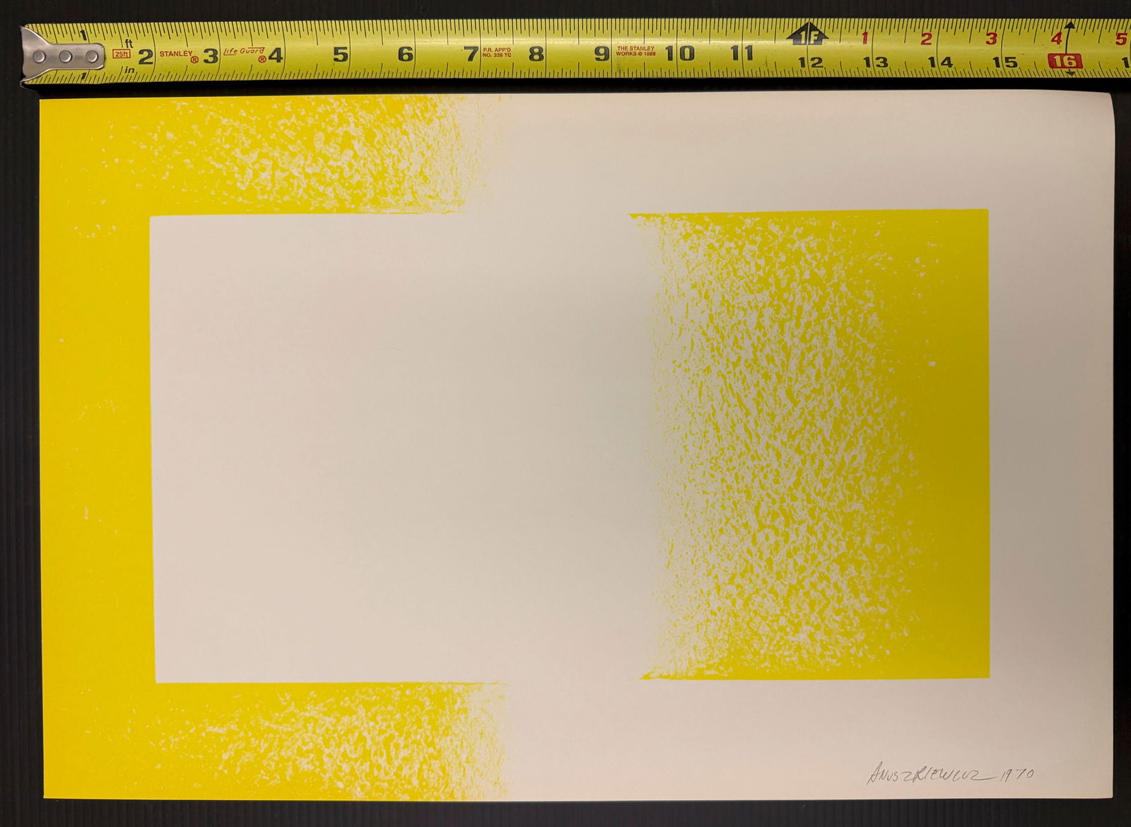 Yellow Reversed - Op Art artist Richard Anuszkiewicz: original lithograph titled "Yellow Reversed" by the American Op Art artist Richard Anuszkiewicz. The print was created in 1970 and is a notable example of his work exploring color interactions and