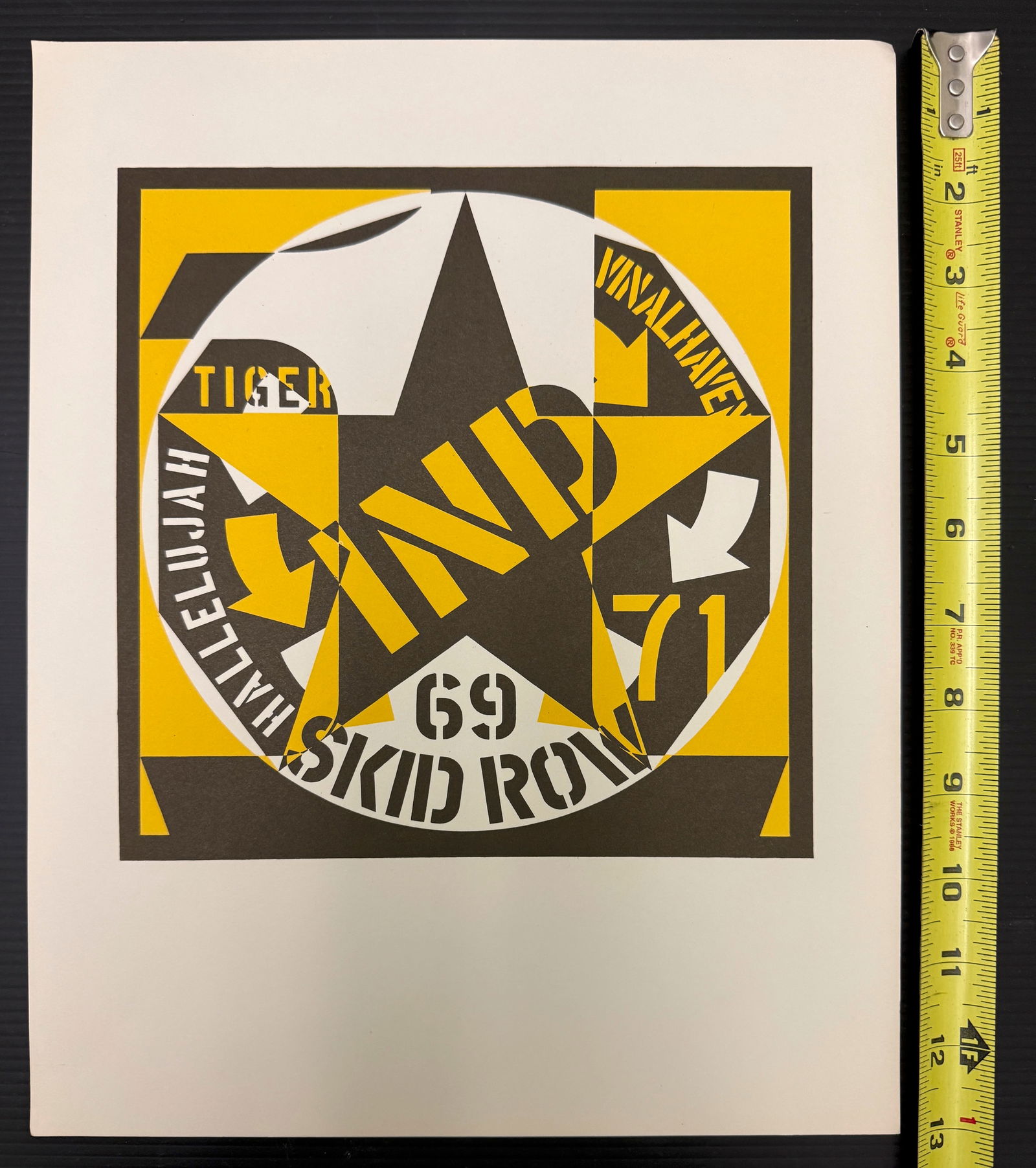 Robert Indiana - Skid Row - aka: Self-Portrait 69: The image shows an original lithograph by Robert Indiana titled "Skid Row" or "Self-Portrait 69". It was created in 1969 and published in 1973 for the art review XXe Siècle. Artwork Details about 9