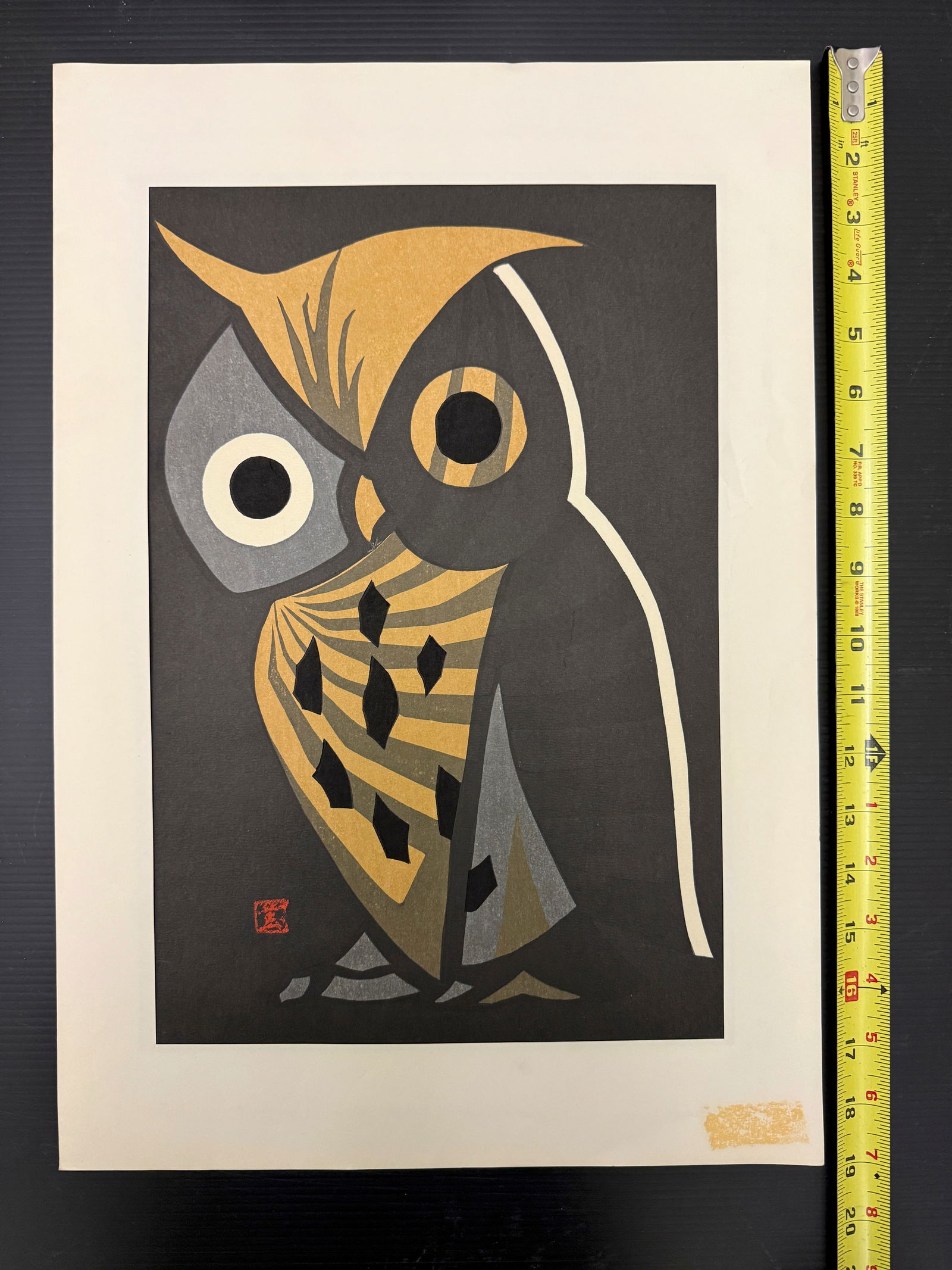 The Big Owl - 1950 Japanese woodblock - Kaoru Kawano (1 of 3)
