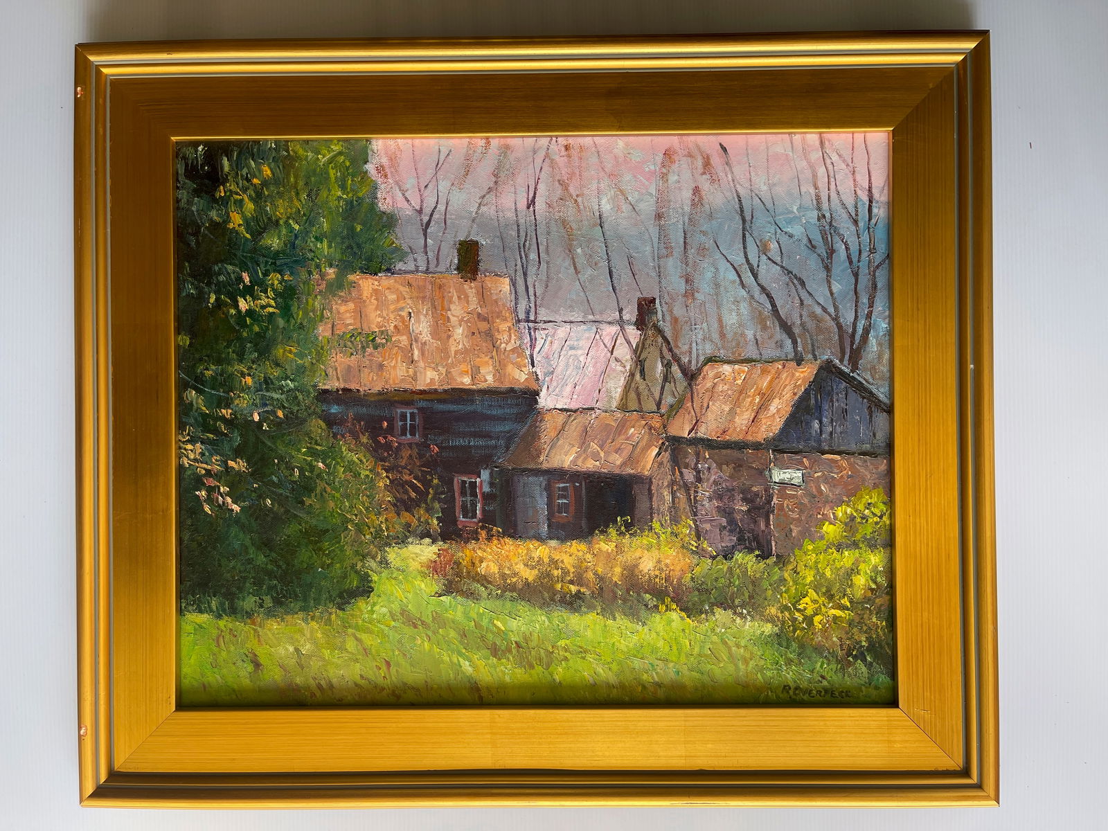 RAY OVERPECK - MORNING MIST: OIL ON BOARD. ART IS 19 X 15. 21 X 25. Ray A. Overpeck (Bucks County, Pennsylvania, Born 1933). Ray Overpeck lives in Bucks County, PA. His formal training included studying at the Philadelphia Museum