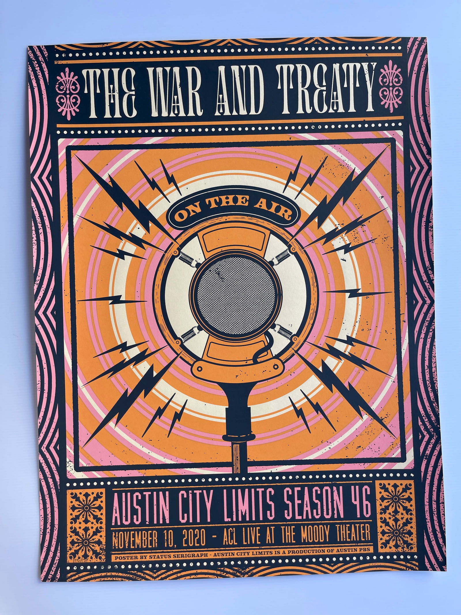 limited edition silkscreen - The War and Treaty: This image is a limited edition, silkscreen concert poster for The War and Treaty's appearance on the television series Austin City Limits. Artist/Studio: The poster was designed and printed by