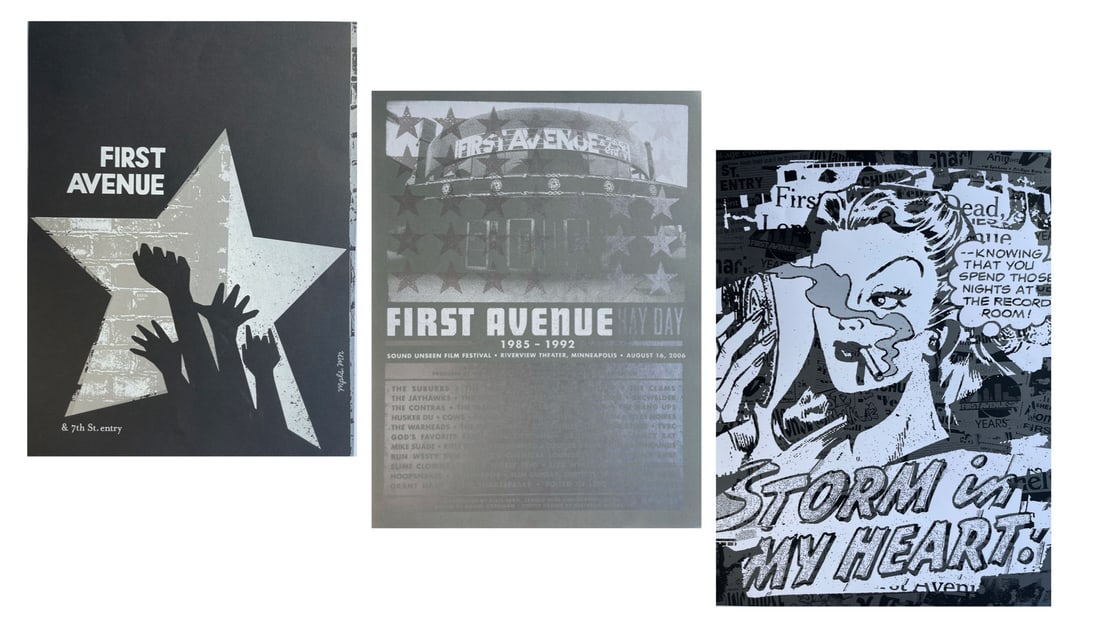 RARE - FIRST AVE. MINNEAPOLIS MN TRYPTIC: RARE - FIRST AVE. MINNEAPOLIS MN TRYPTIC. THE CLUB THAT STARTED IT ALL - THE MINNEAPOLIS SOUND. PRINCE FILMED PURPLE RAIN HERE. EVERY STAR HAS PLAYED THE MAIN STAGE AND SOUL ASYLUM, INFORMATION