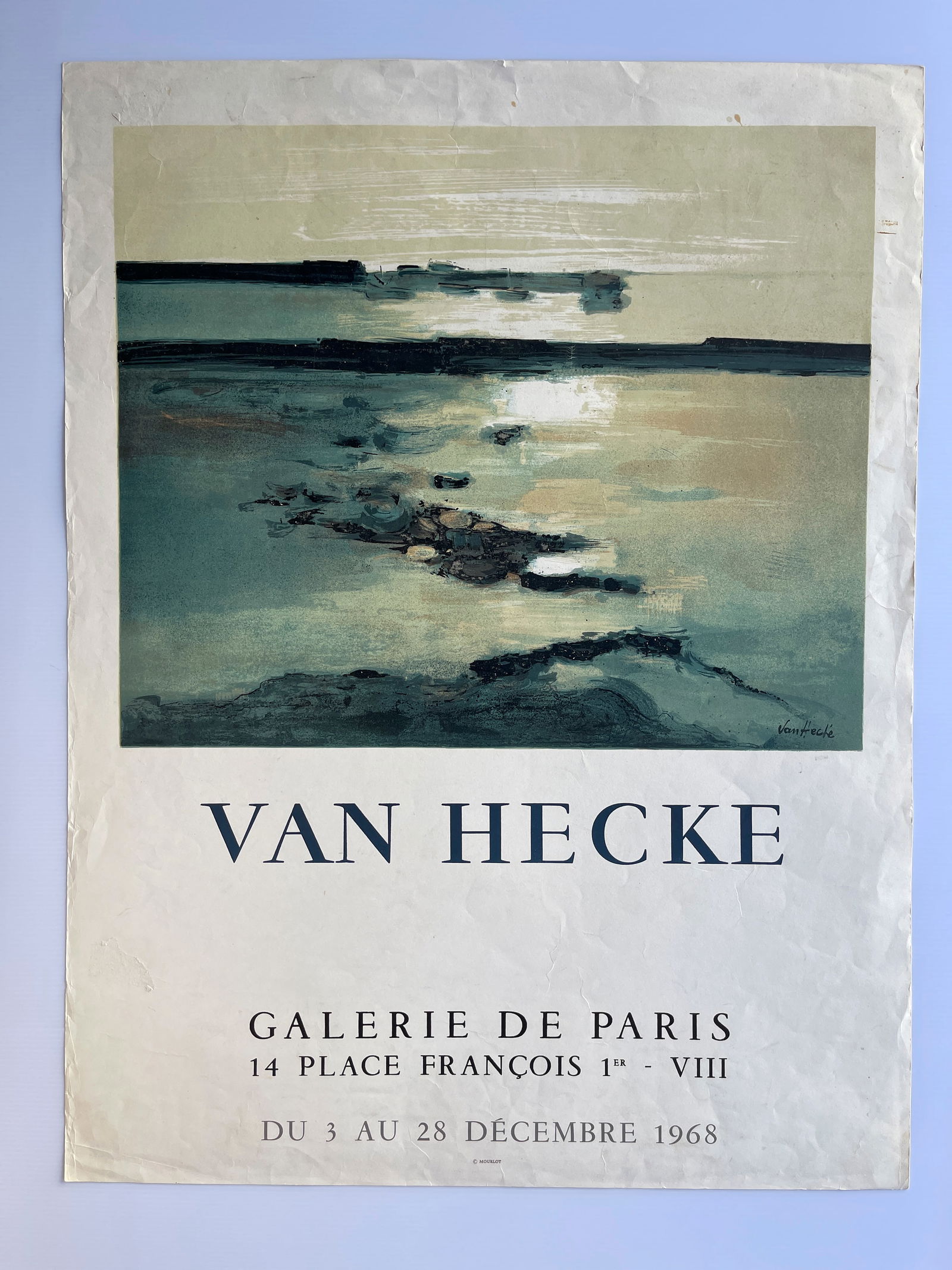 1968 exhibition poster - Belgian painter Arthur Van Hecke (1 of 1)