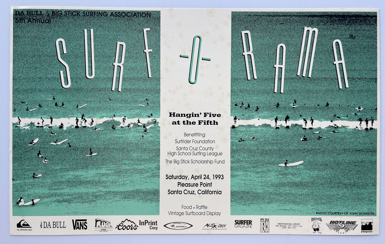 5th Annual Surf-Rama - JIM PHILLIPS poster design: Vintage event poster for the 5th Annual Surf-Rama (also known as Logjam), a surfing contest hosted by the Da Bull & Big Stick Surfing Association. Event Details - JIM PHILLIPS poster design About 16