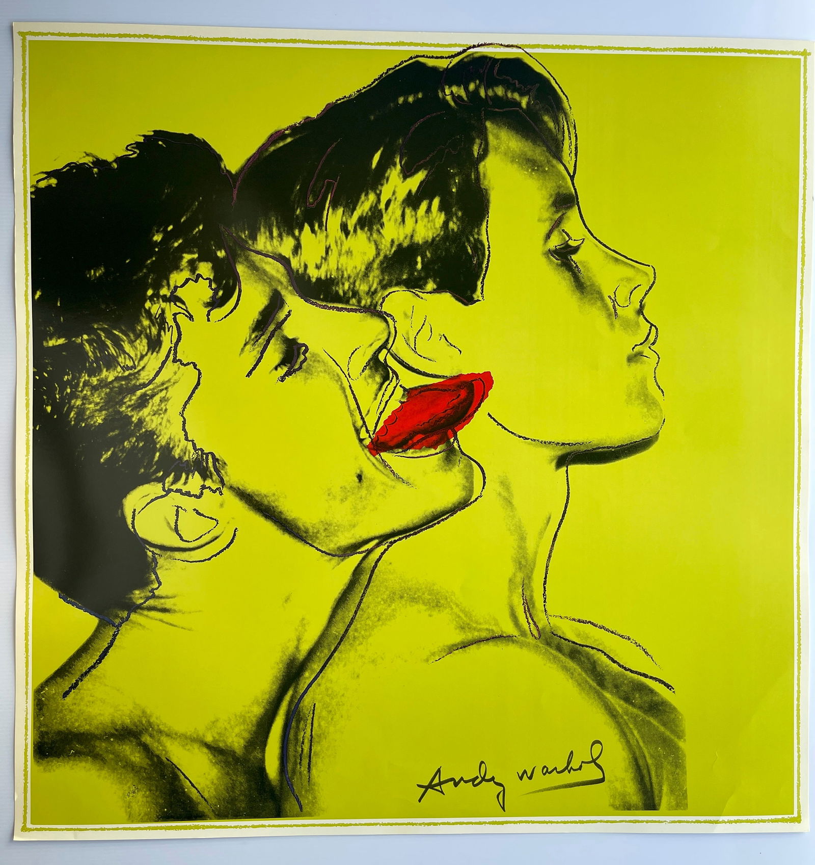Andy Warhol - Querelle - GREEN: This image is a pop art print created by Andy Warhol for the poster of the 1982 film Querelle. Artwork Details about 30 x 30Artist: Andy WarholTitle: Querelle (Green version)Medium: Screenprint (or va
