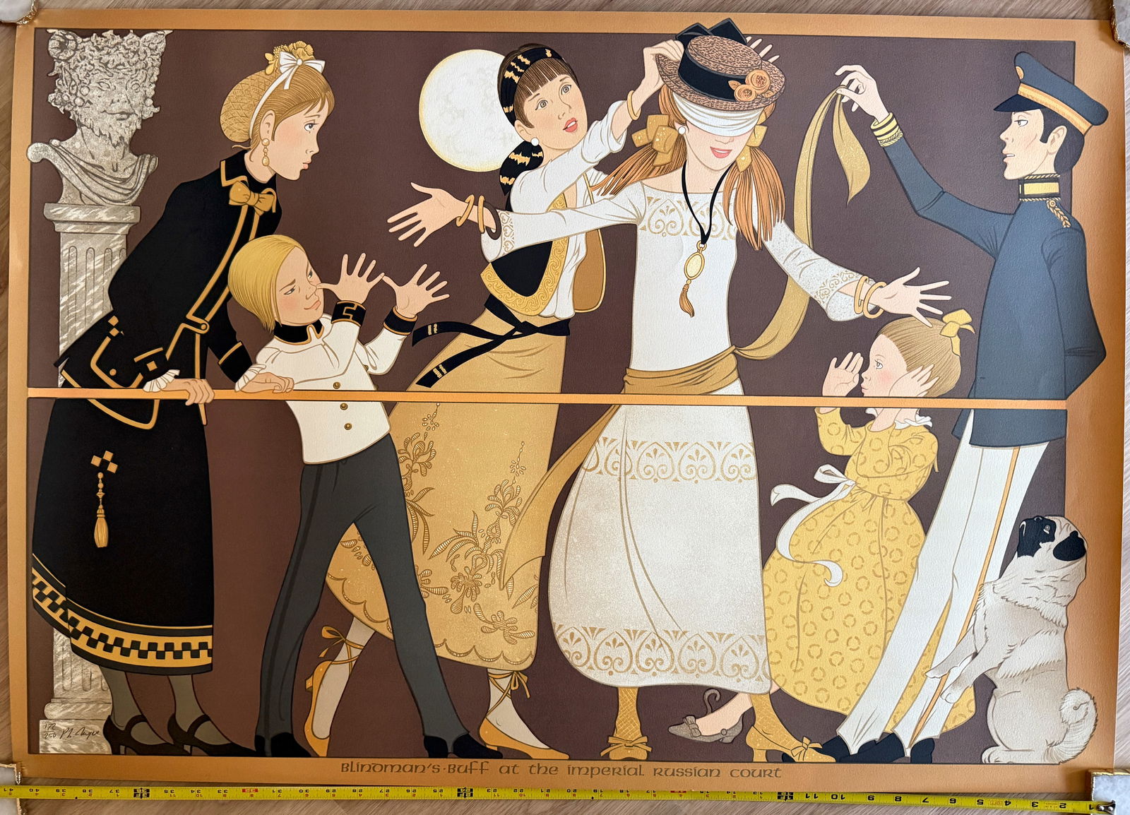 Blind Man's Buff at the Imperial Russian Court - Philippe Henri Noyer: Blind Man's Buff at the Imperial Russian Court by the French artist Philippe Henri Noyer. Artwork Details about 26 x 42Artist: Philippe Henri Noyer (1917–1985)Title: Blind Man's Buff at the