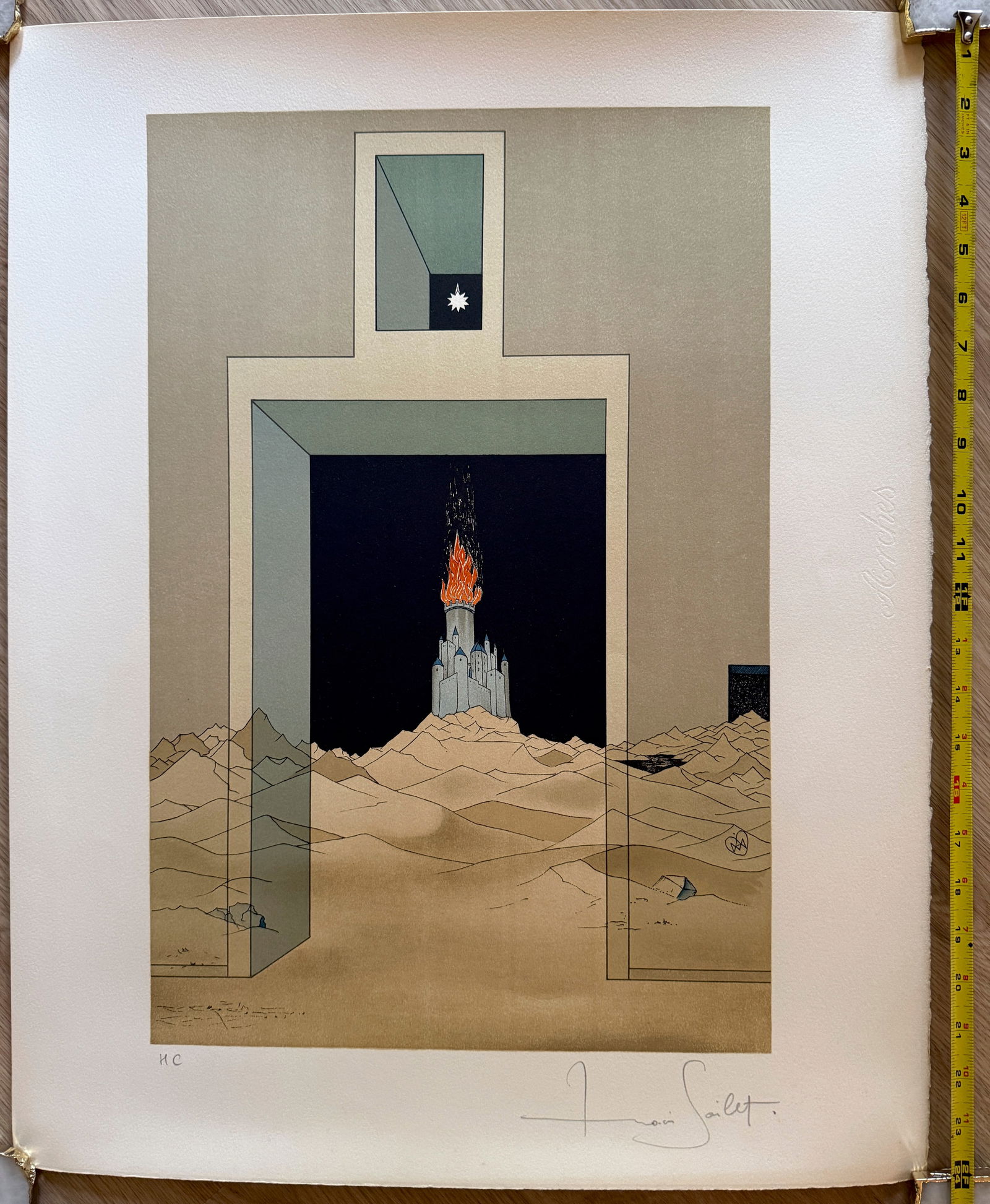 Castle - Francis Saillart - Hors Commerce !: The artwork in the image is a lithograph titled "Castle" by the French artist Francis Saillart. Artwork Information about 18 x 24. H.C. ! ! !Artist: Francis Saillart (French, b. 1941)Title: