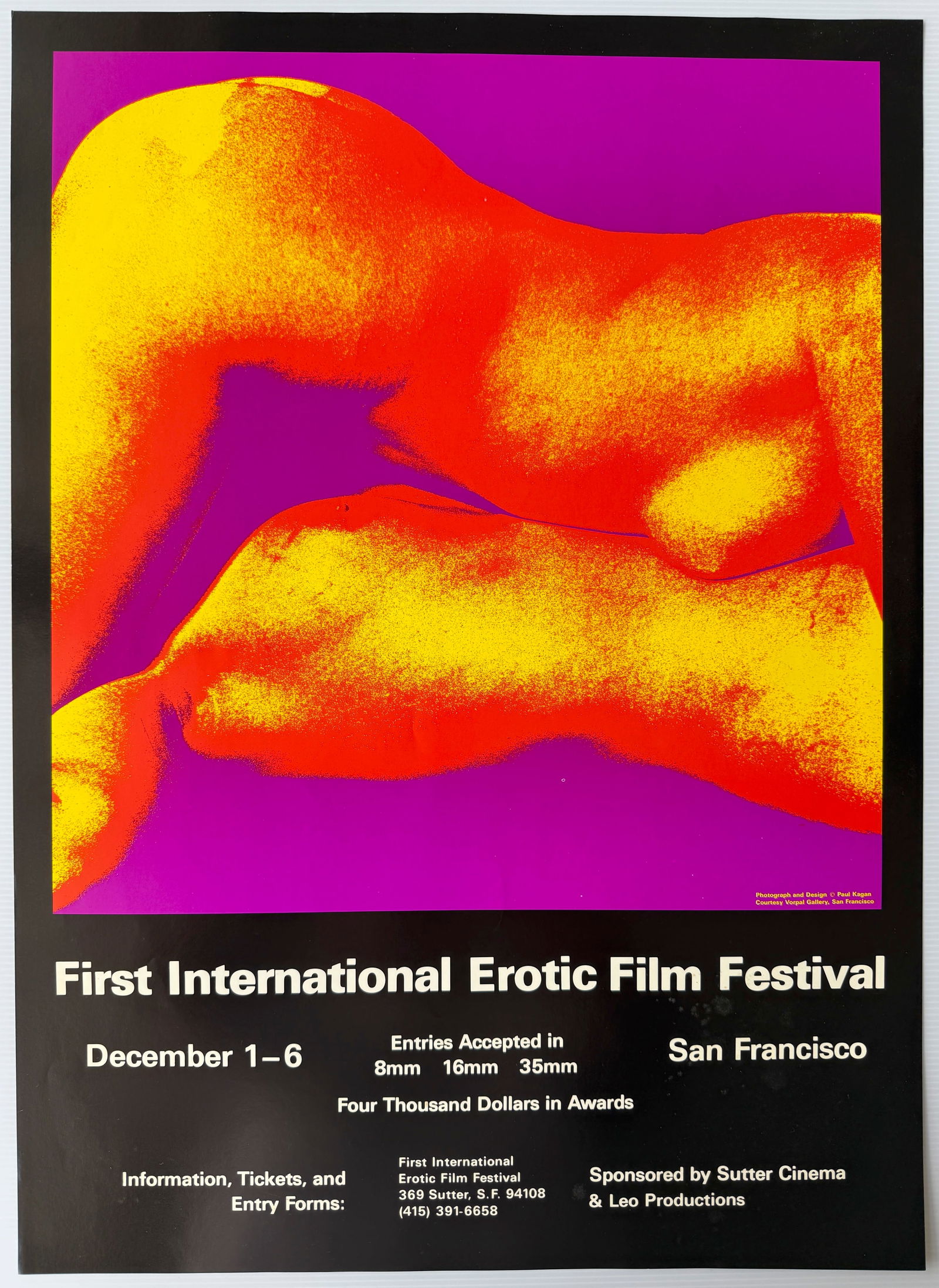 First International Erotic Film Festival Litho. 1970. 19 x 27 - PAUL KAGAN: ORIGINAL - RARE - First International Erotic Film Festival Litho. 1970. 19 x 27 - PAUL KAGANPAUL KAGAN was a photographer, artist, printer/publisher, activist and author. Kagan was born in Chicago in