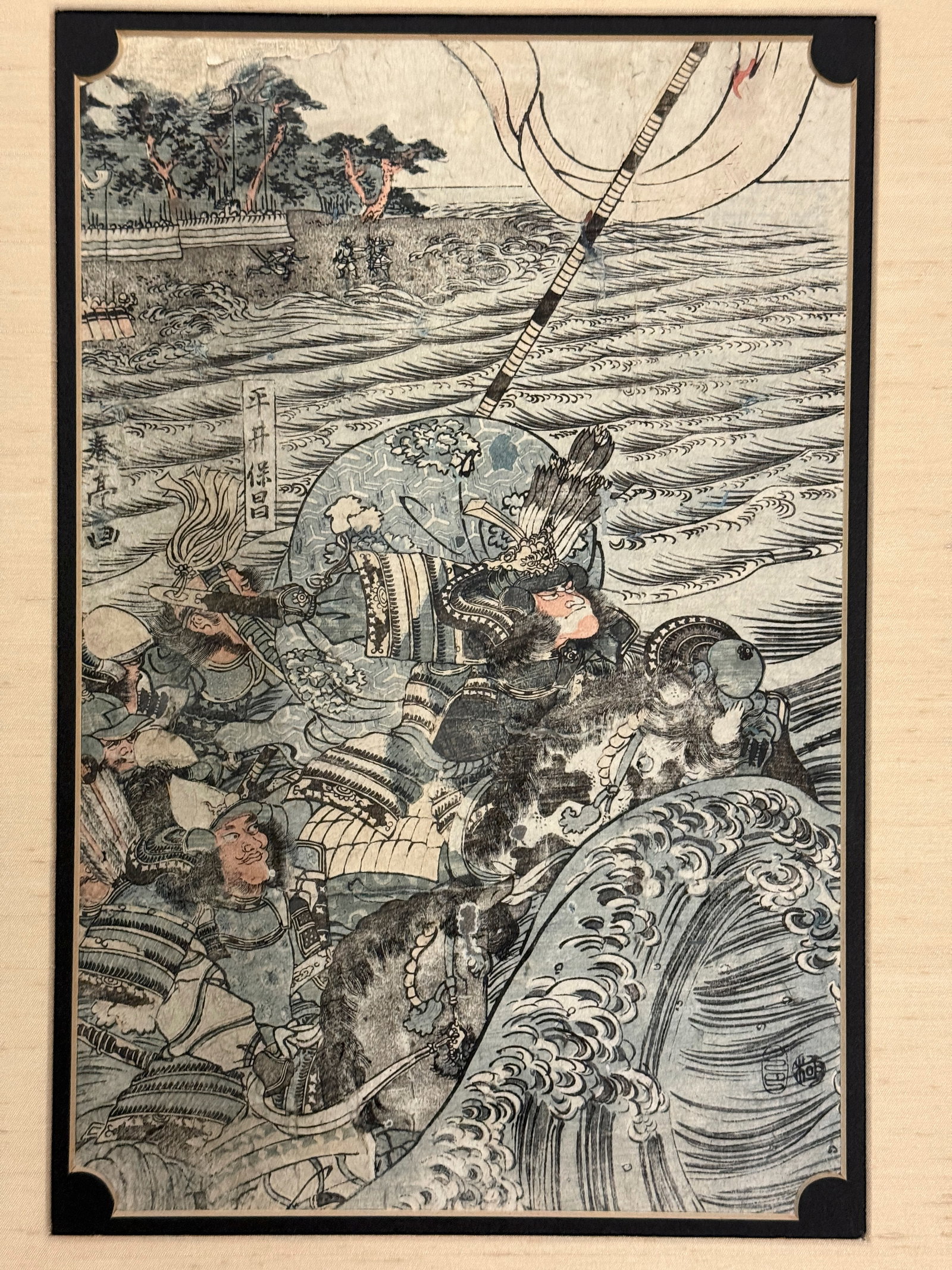 Japanese woodblock print - The Battle of Ichi-no-Tani - Katsukawa Shuntei (1 of 5)