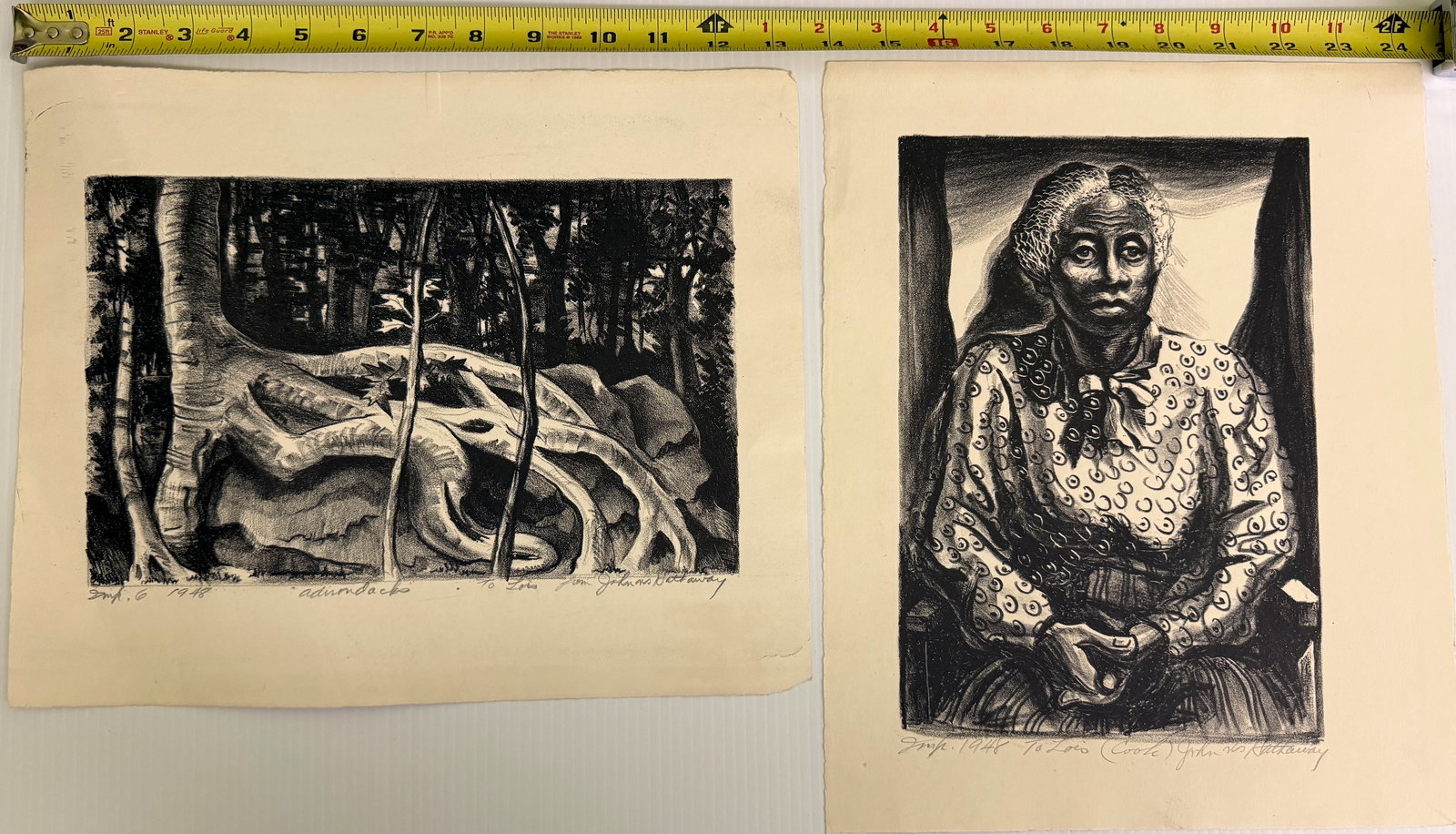 TWO SIGNED WOODBLOCKS - JOHN W. HATHAWAY - 1948 (1 of 5)