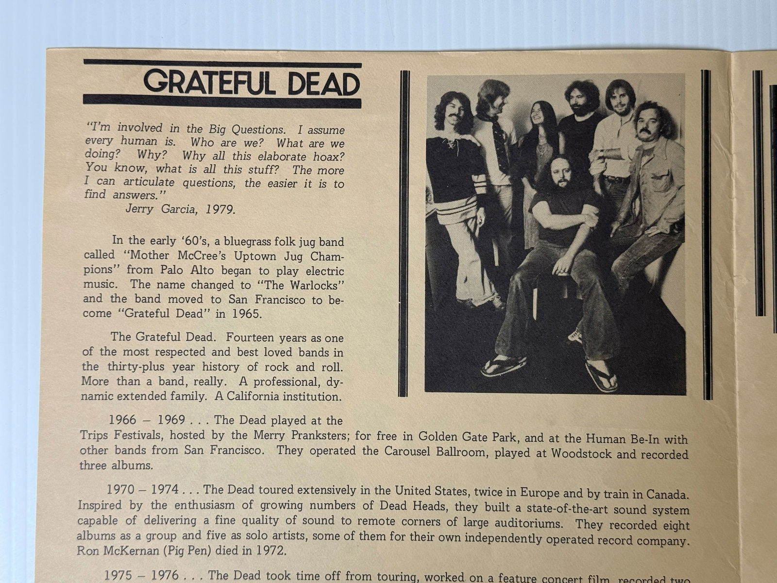 GRATEFUL DEAD 1979 ROCK FOR LIFE PROGRAM - 2
