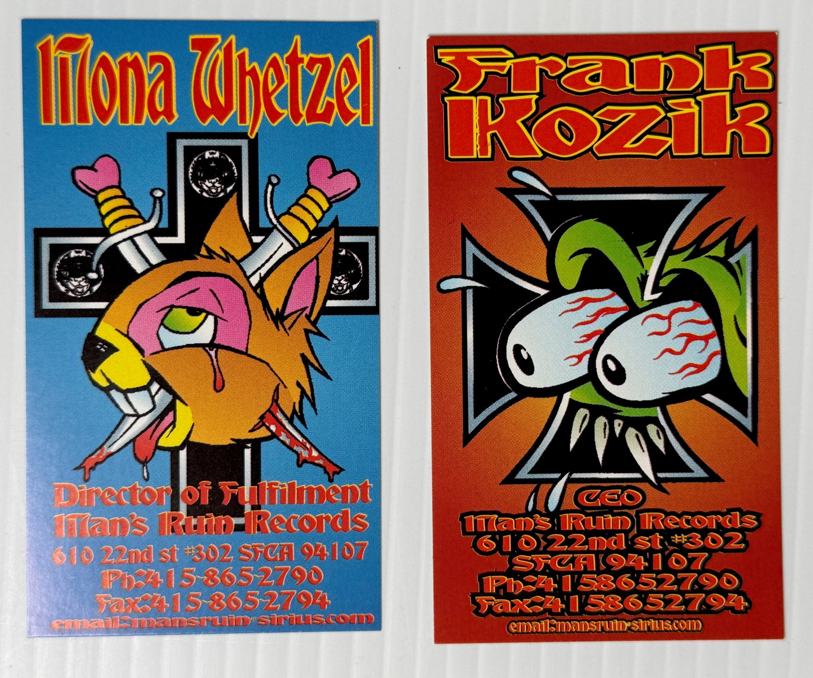 FRANK KOZIK BUSINESS CARDS: FRANK KOZIK BUSINESS CARD WITH MONA WHETZEL CARD