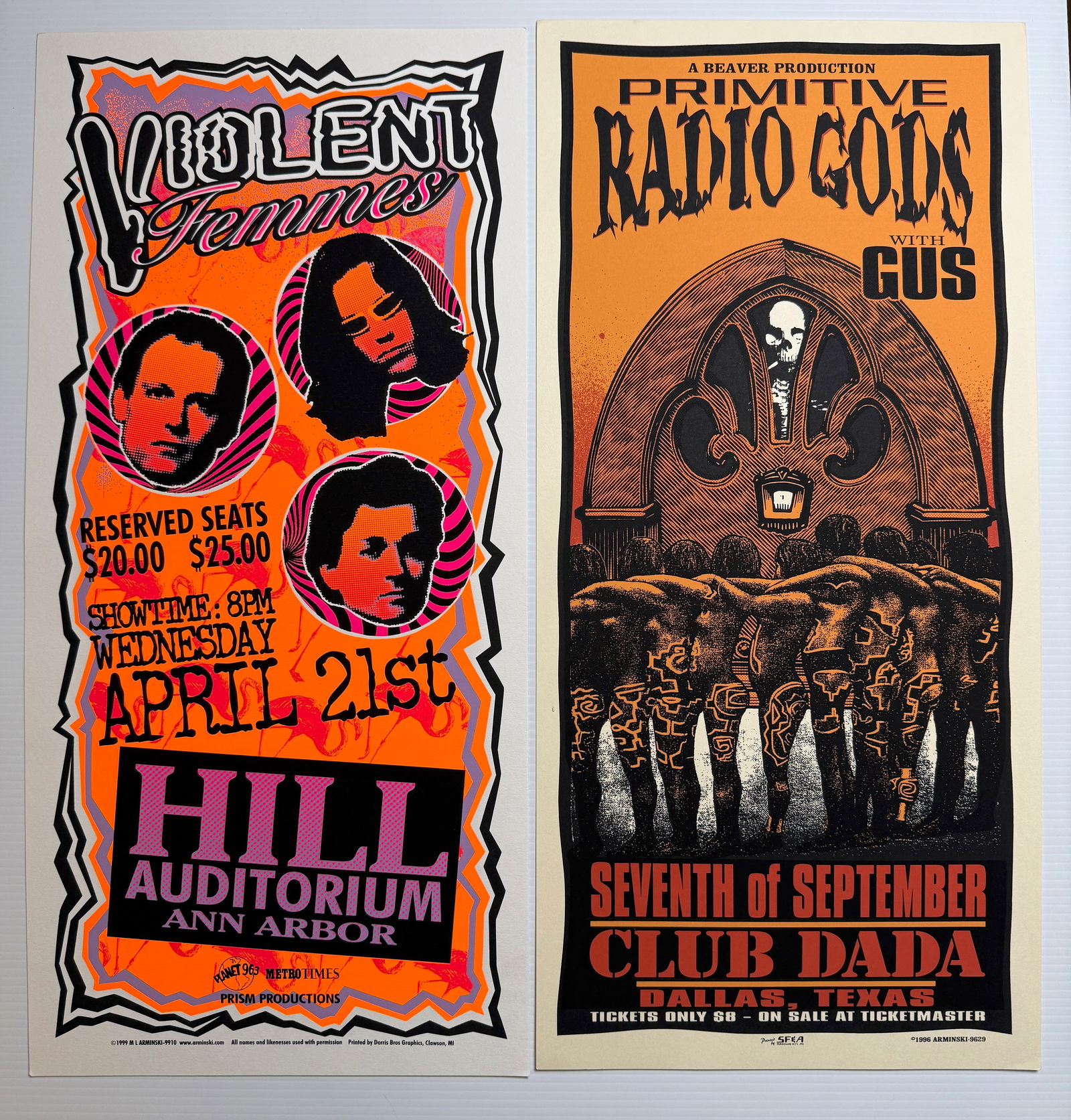 MARK ARMINSKI POSTER SET WITH: VIOLENT FEMMES & PRIMITIVE RADIO GODS (1 of 1)