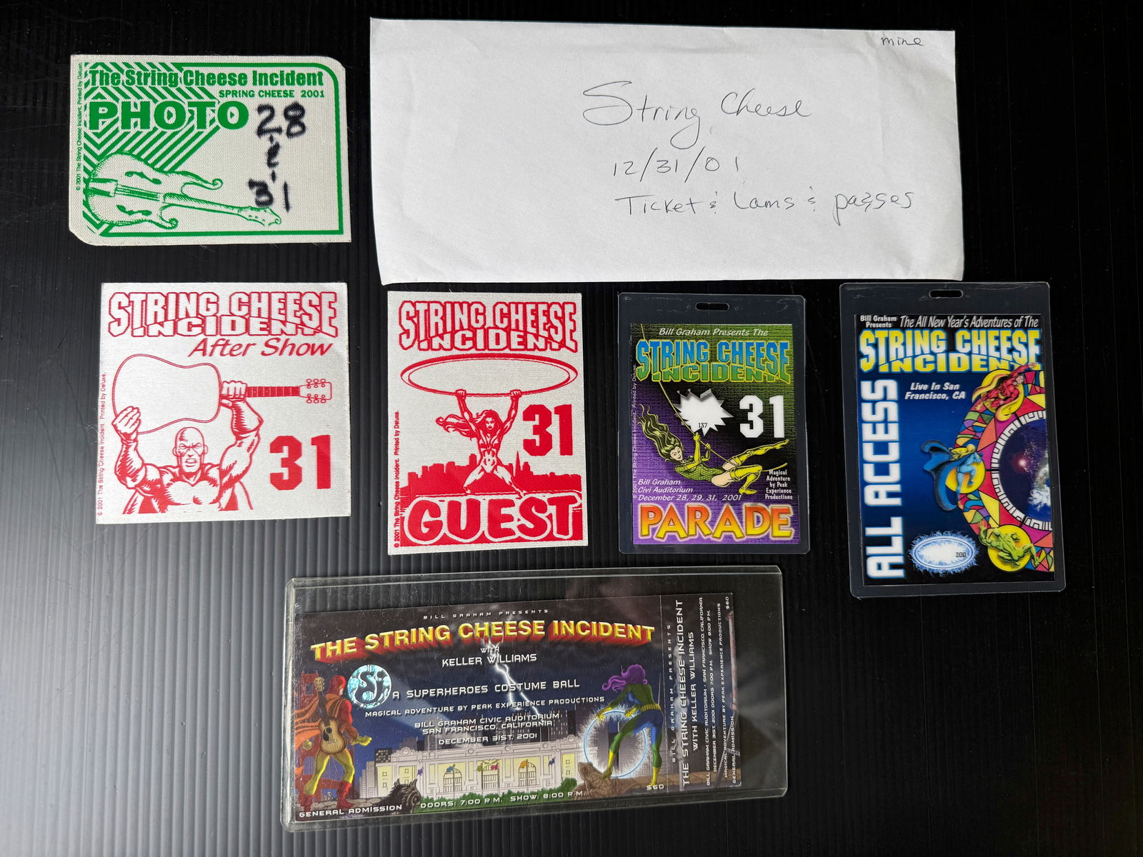 2001 STRING CHEESE INCIDENT BACK STAGE PASS TICKET SET: 2001 STRING CHEESE INCIDENT BACK STAGE PASS TICKET SET