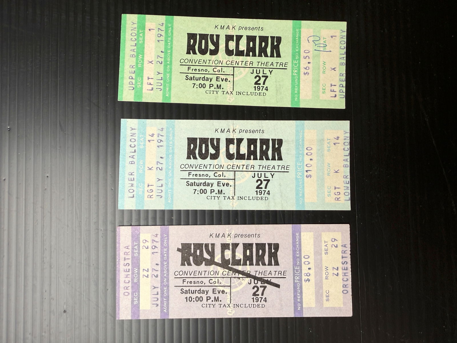 ROY CLARK 1974 TICKET STUB SET: ROY CLARK 1974 TICKET STUB SET