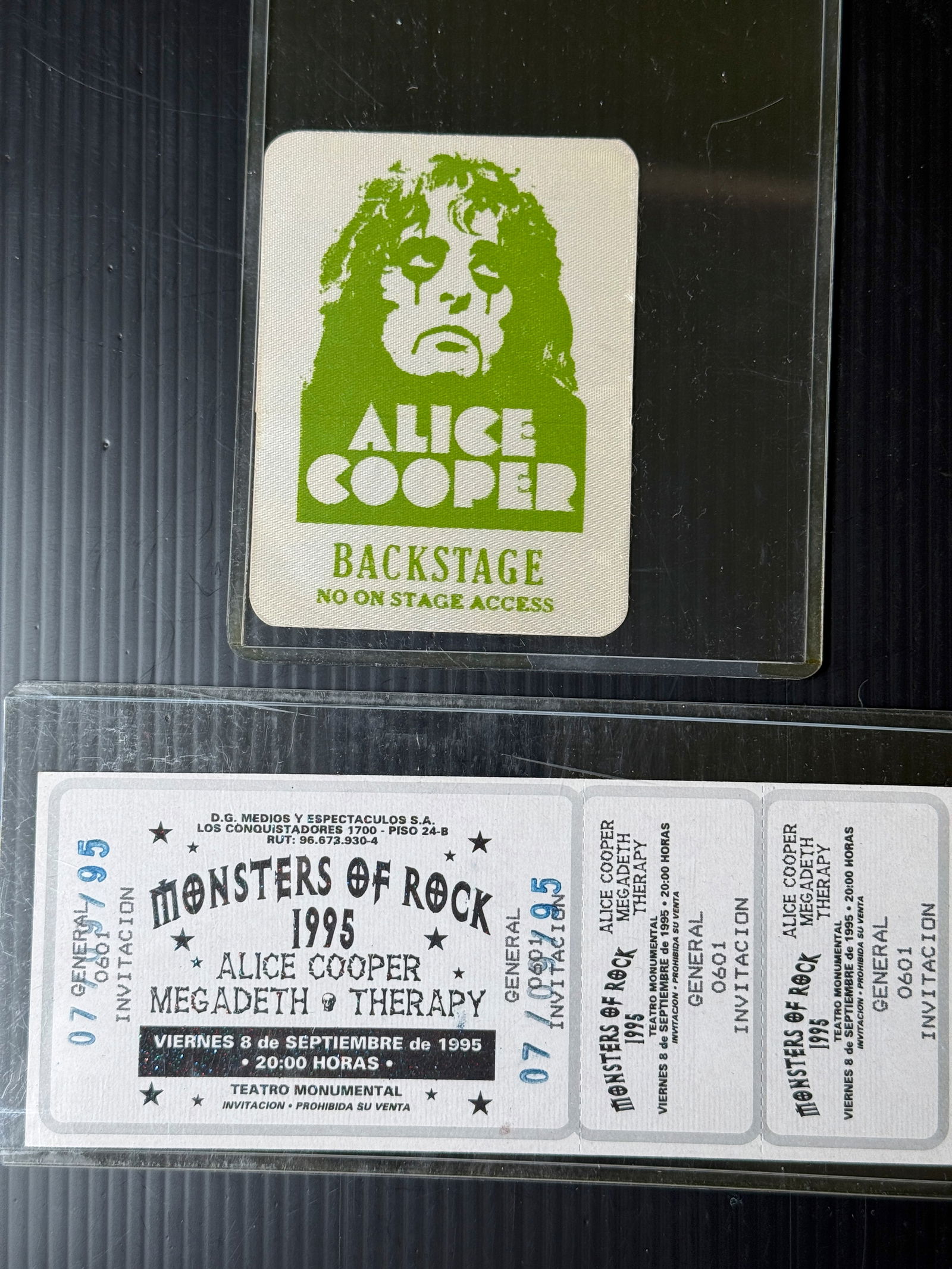 ALICE COOPER BACKSTAGE PASS & TICKET (1 of 2)