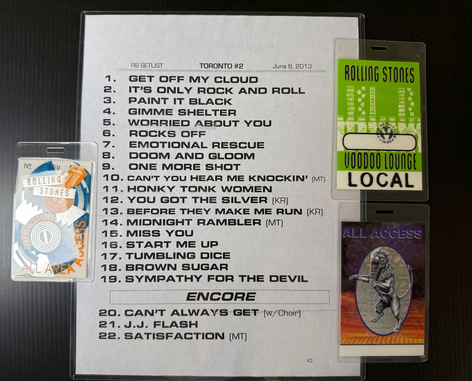 ROLLING STONES SET LIST AND BACKSTAGE PASSES (1 of 1)