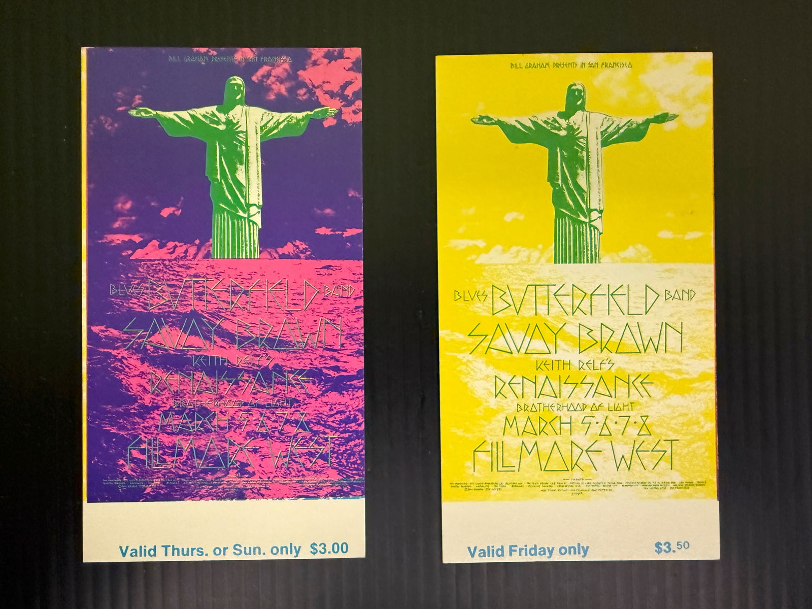 FILMORE WEST TICK STUB SET - BUTTERFILED BLUES BAND: FILMORE WEST TICK STUB SET - BUTTERFILED BLUES BAND, SAVOY BROWN.