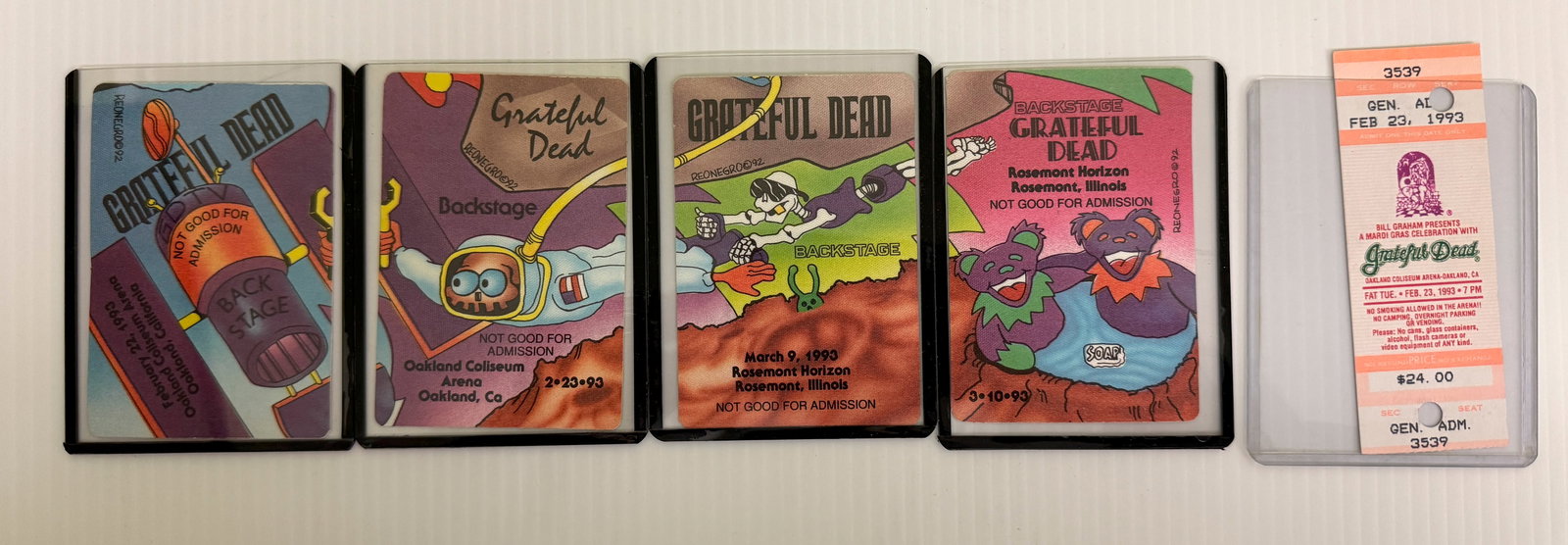 GRATEFUL DEAD 1993 BACKSTAGE PASSES & TICKET (1 of 2)