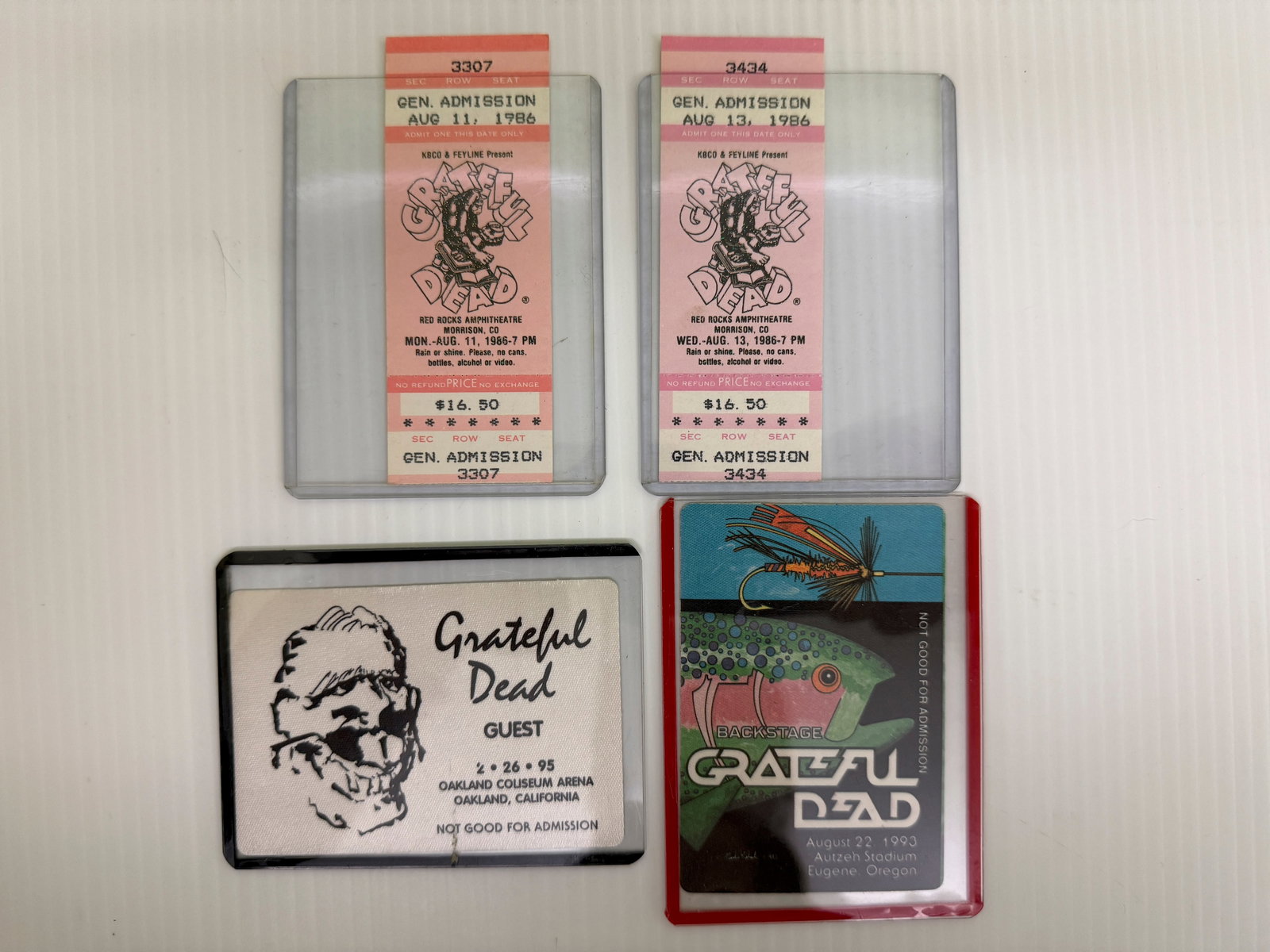 GRATEFUL DEAD 1993/1995 BACKSTAGE PASS & 1986 TICKETS (1 of 1)