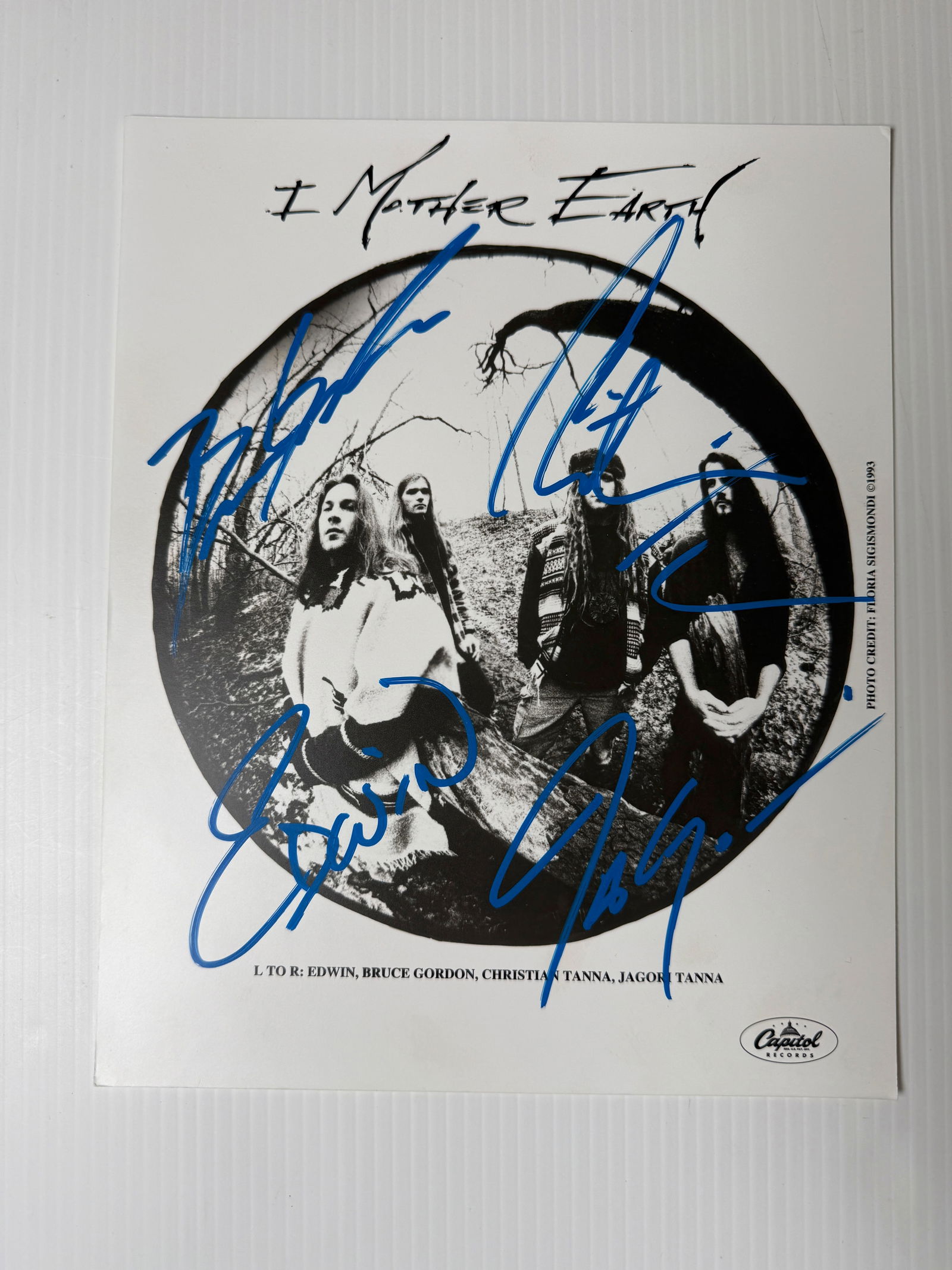 I MOTHER EARTH SIGNED PROMO PHOTO: 1993. I Mother Earth, or IME, is a Canadian rock band. The band formed in 1990, reaching its peak popularity in the latter half of the 1990s. After an eight-year hiatus, it reunited in 2012. Between