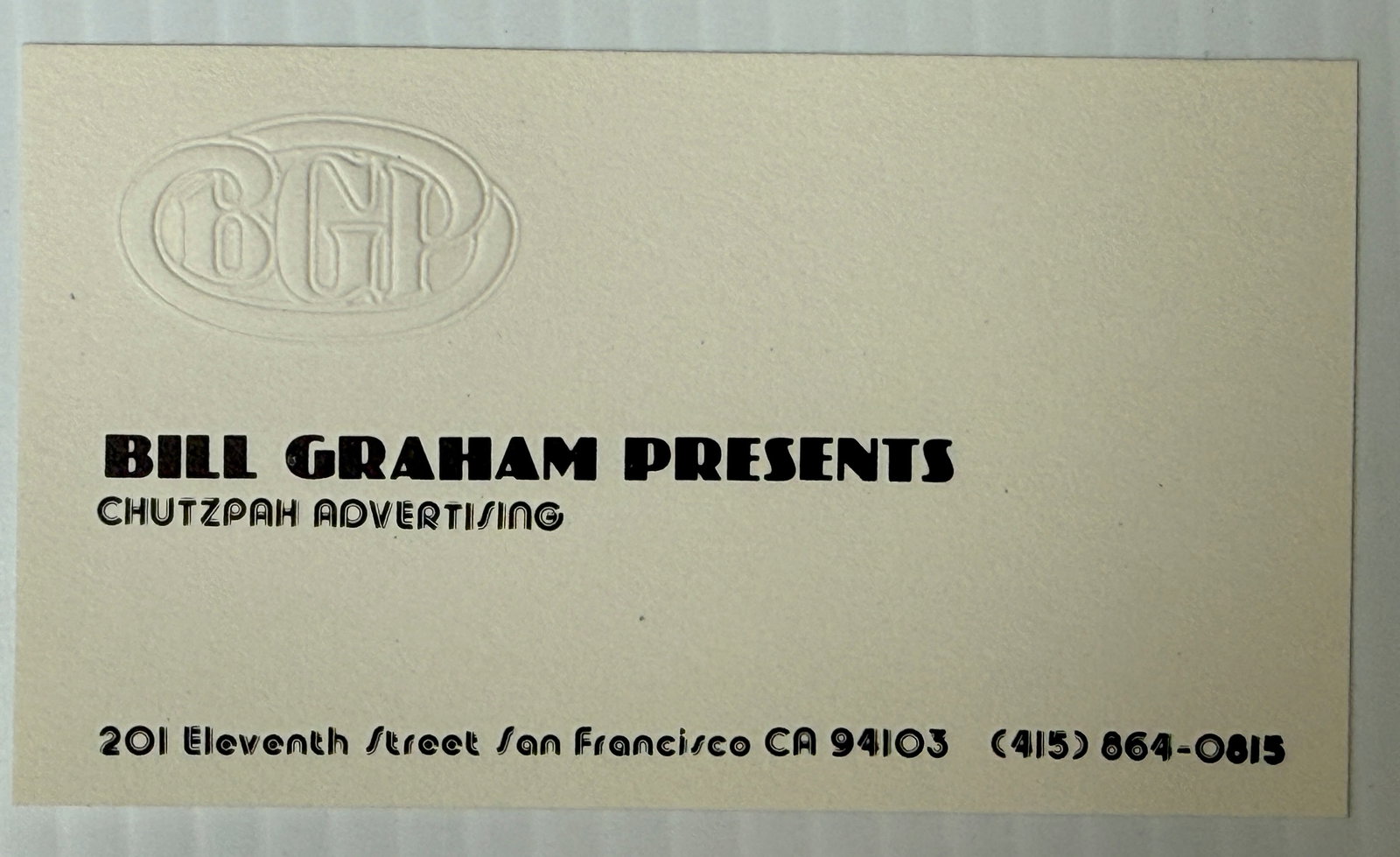 BILL GRAHAM BUSINESS CARD: BILL GRAHAM BUSINESS CARD