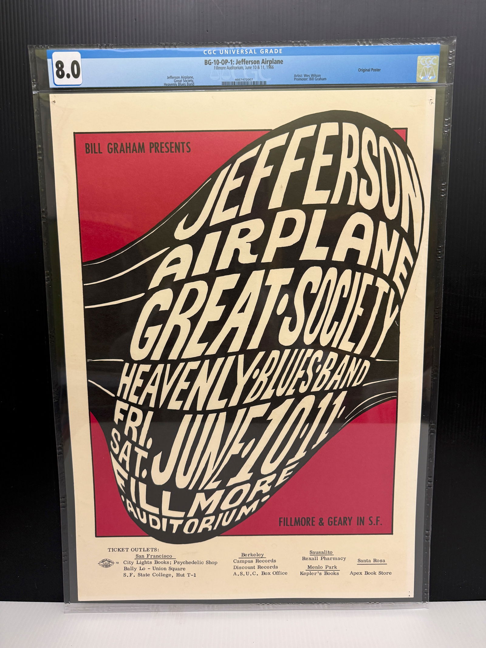 BG10 - 1ST - JEFFERSON AIRPLANE / GREAT SOCIETY - GRADED 8.0 (1 of 1)