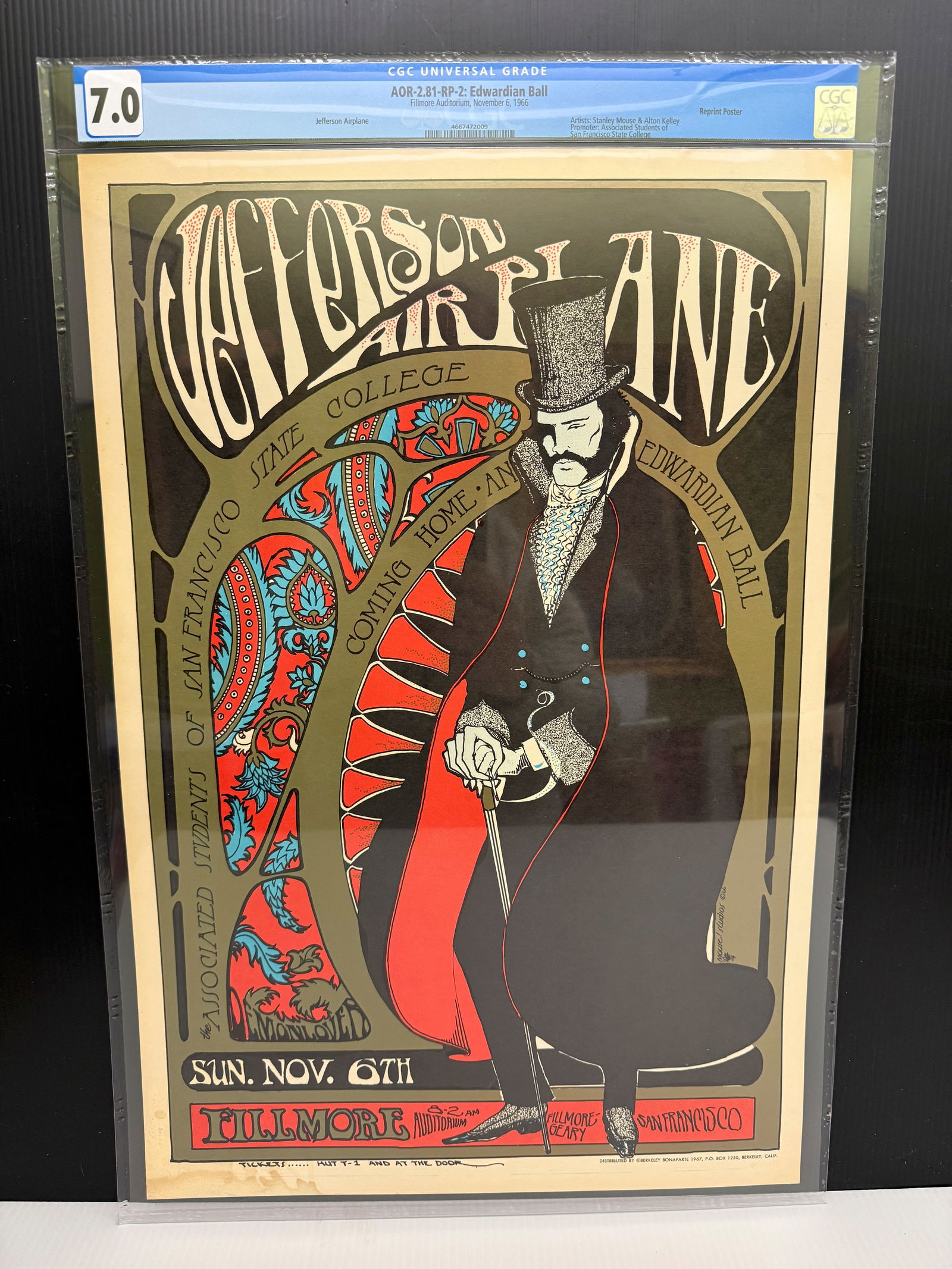 EDWARDIAN BALL - AOR 2.81 - 1ST - JEFFERSON AIRPLANE - GGC 7.0: EDWARDIAN BALL - AOR 2.81 - 1ST - JEFFERSON AIRPLANE - GGC GRADED 7.0