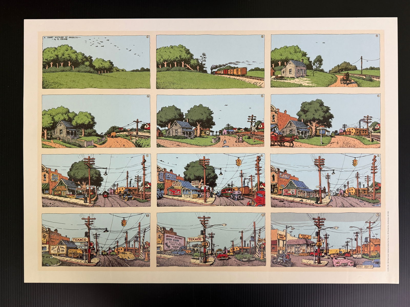 ROBERT CRUMB - A Short History of America - KITCHEN SINK PRESS LITHO 1994: ROBERT CRUMB - A Short History of America - KITCHEN SINK PRESS LITHO 1994. About 22 wide. 12 panel version... "A Short History of America" is a 1979 comic by American cartoonist Robert Crumb, first pu