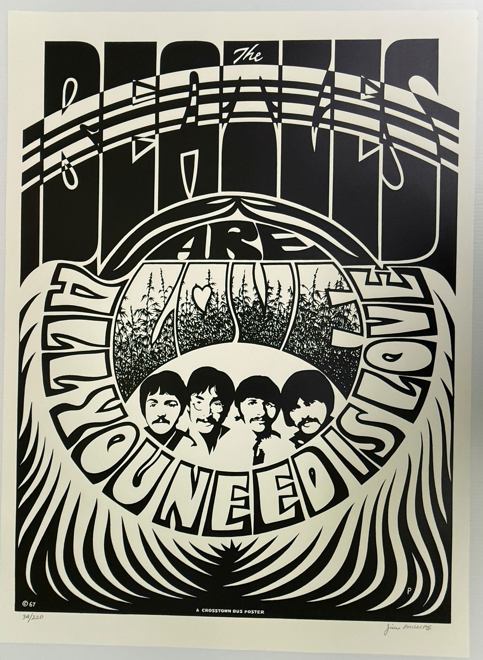 BEATLES - ALL YOU NEED IS LOVE - SIGNED BY JIM PHILLIPS WITH COA (1 of 5)