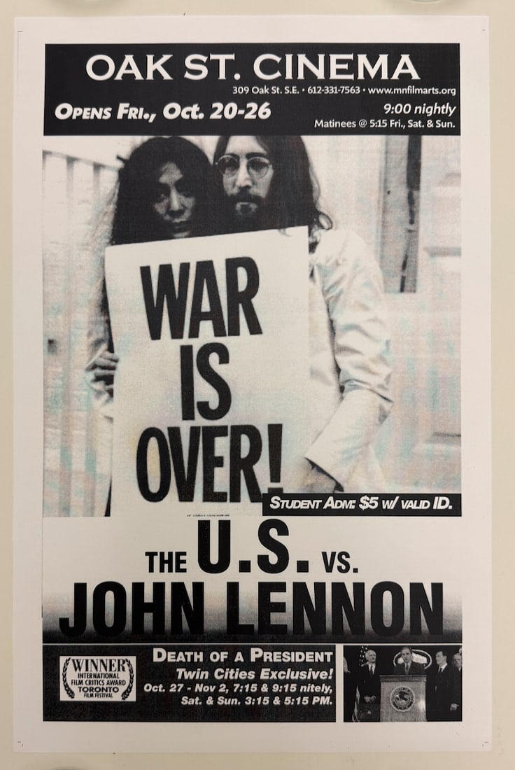 THE U.S. VS. JOHN LENNON: THE U.S. VS. JOHN LENNON - SMAL FORMAT LOCAL RELEASE POSTER