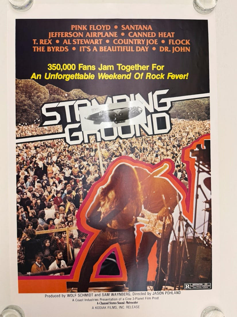 STAMPING GROUND - PINK FLOYD: STAMPING GROUND - PINK FLOYD - SANTANA - JEFFERSON AIRPLANE - PRIOR OWNER PASTED PINK FLOYD BLIMP PICTURE ON CENTER OF POSTER - KINDA COOL IF YOU ASK ME!